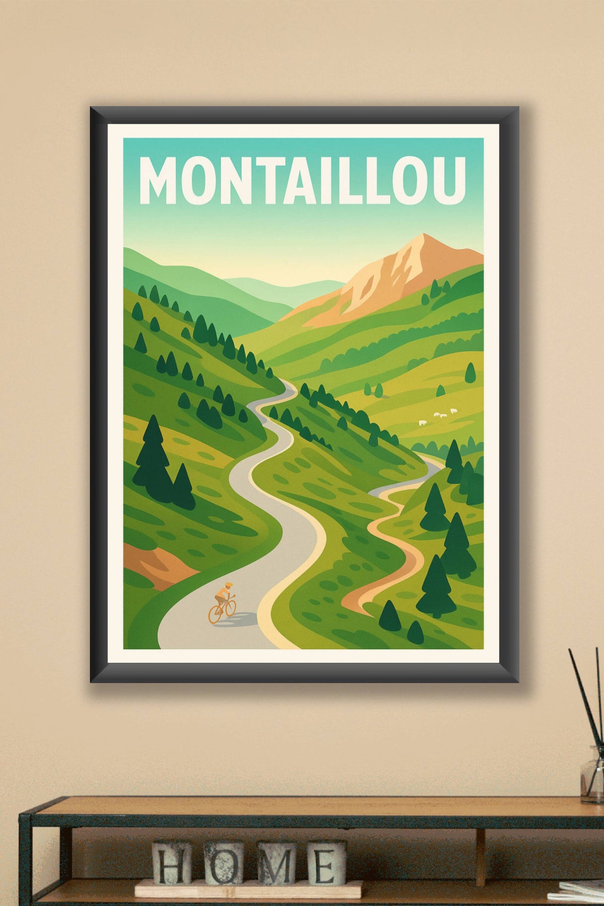 Affiche Montaillou — Escapade à vélo en pleine nature · poster d'art de Montaillou