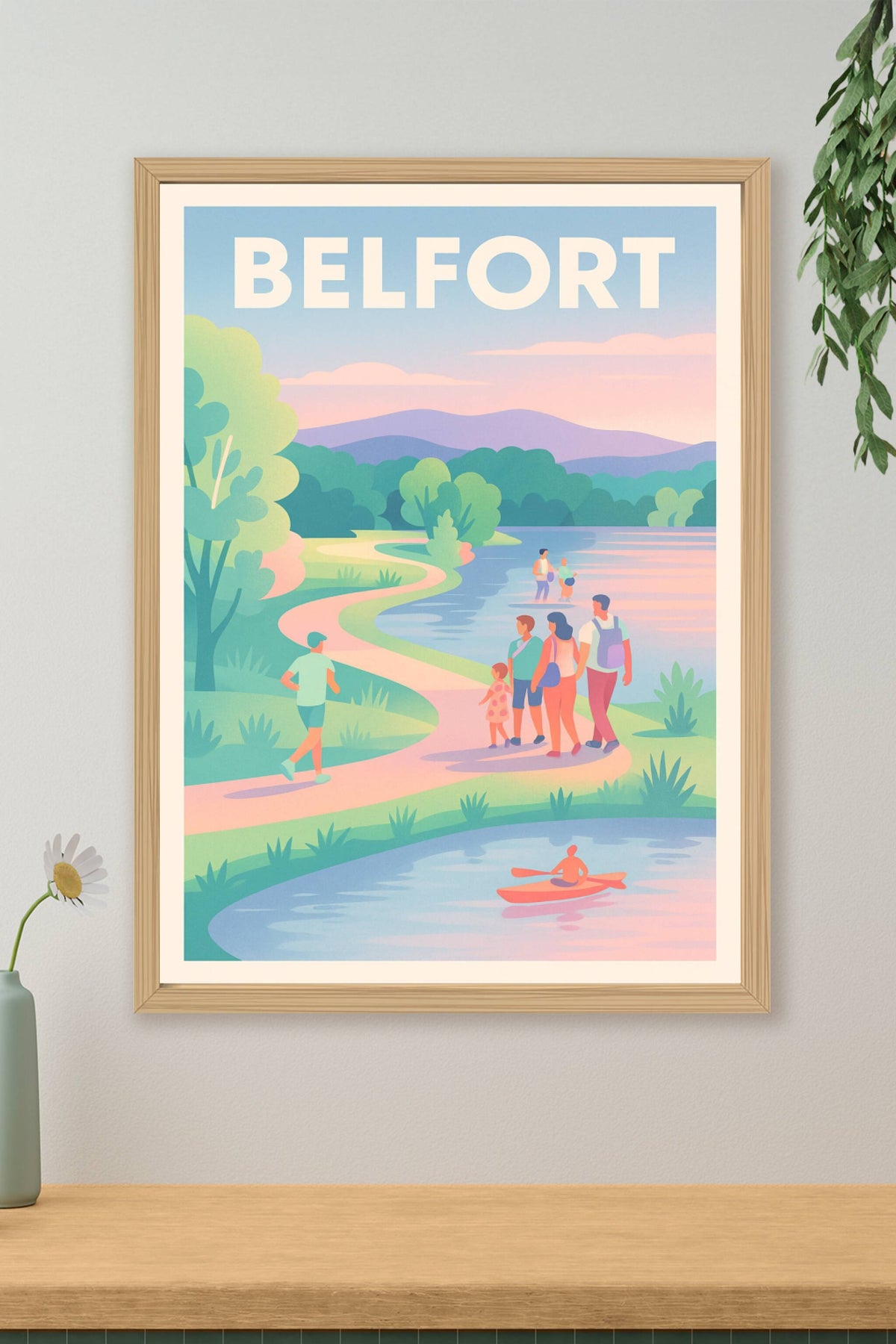 Affiche Belfort — Promenade au bord de l'eau · poster d'art de Belfort