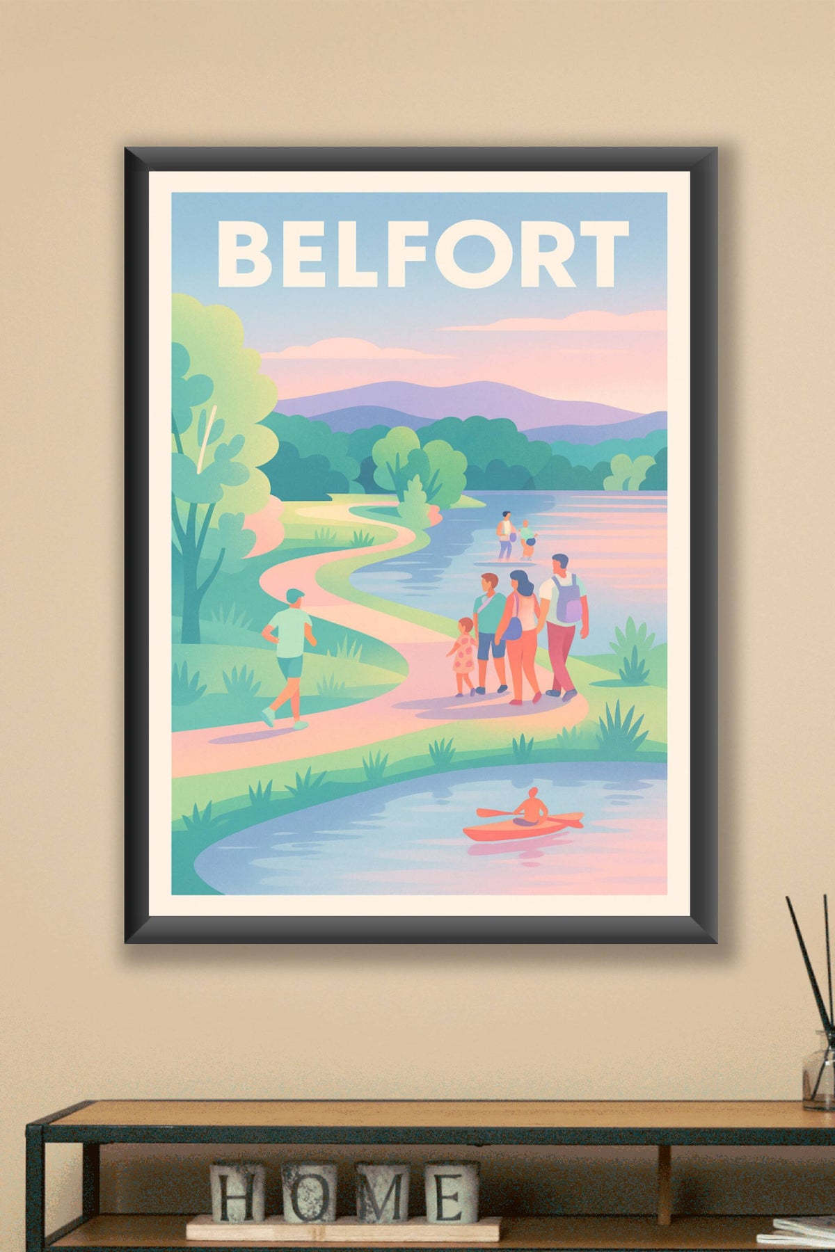 Affiche Belfort — Promenade au bord de l'eau · poster d'art de Belfort