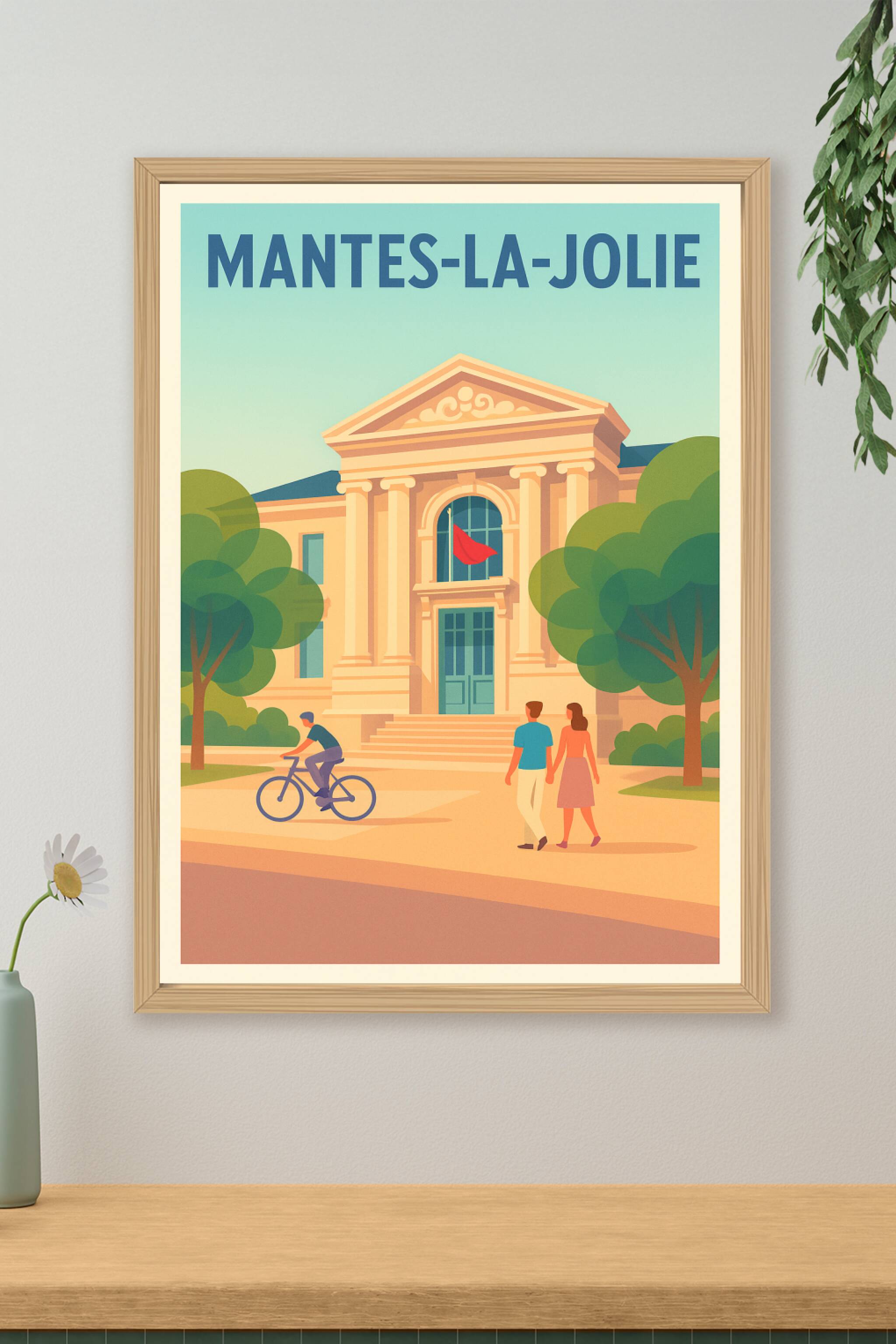 Affiche Mantes-la-Jolie — Charme intemporel et douceur de vivre · poster d'art de Mantes-la-Jolie