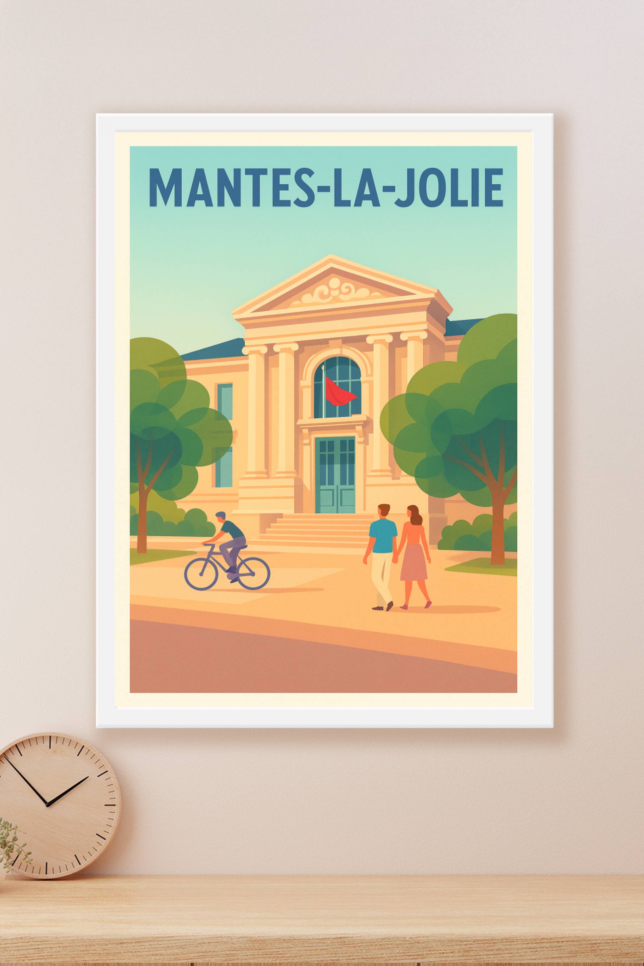 Affiche Mantes-la-Jolie — Charme intemporel et douceur de vivre · poster d'art de Mantes-la-Jolie