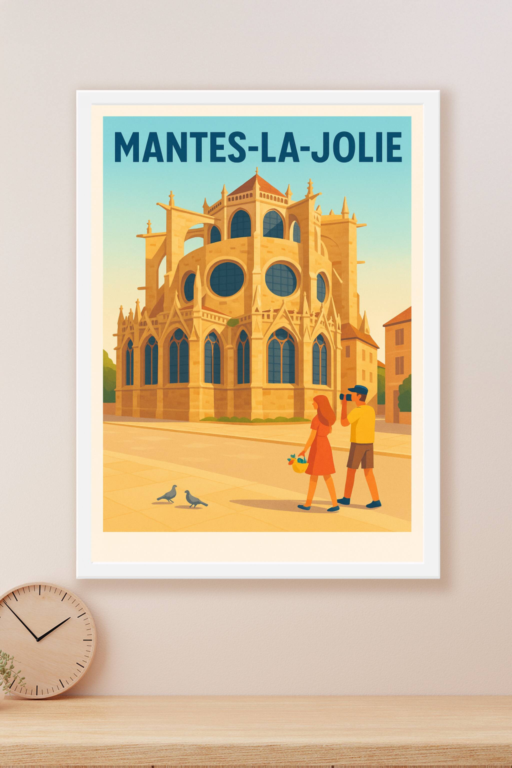 Affiche Mantes-la-Jolie — L'élégance gothique à portée de regard · poster d'art de Mantes-la-Jolie