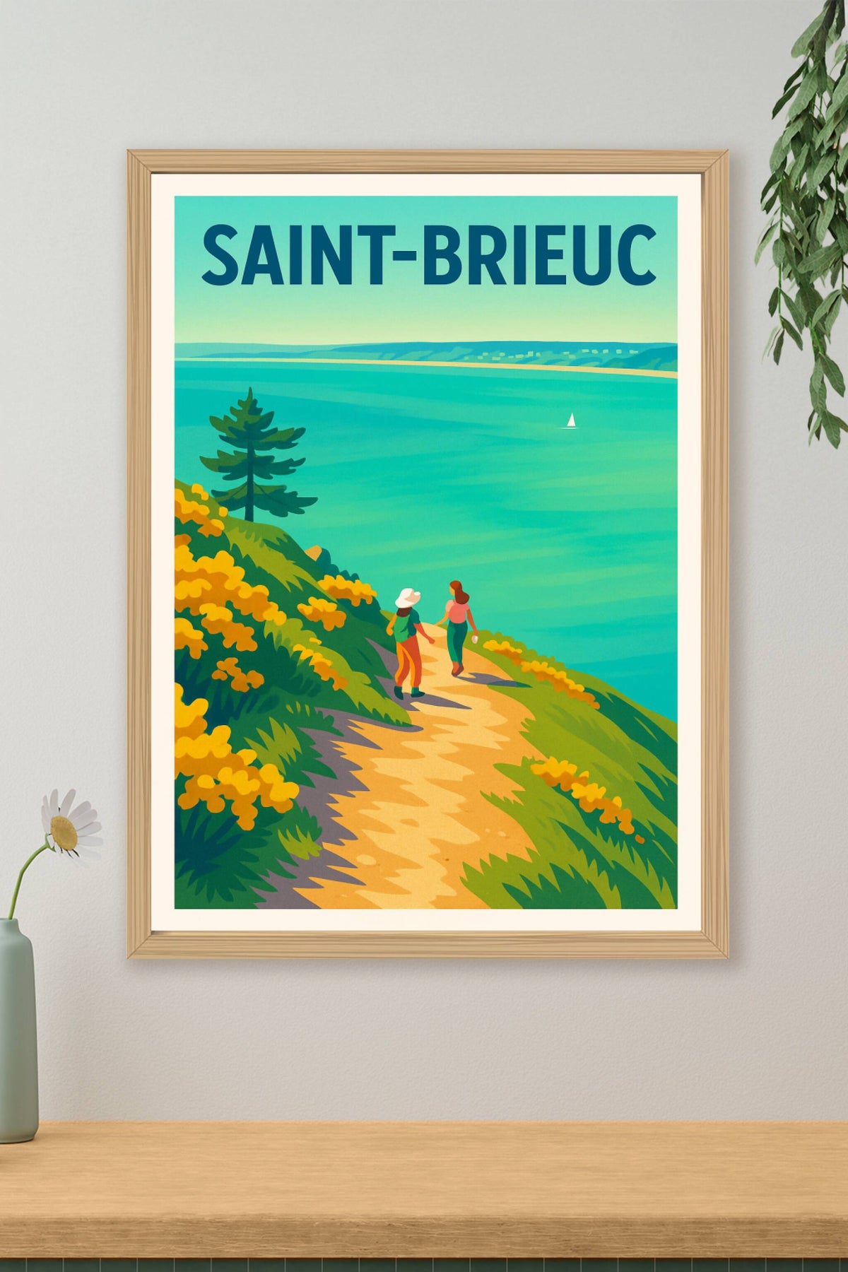 Affiche Saint-Brieuc — Promenade au bord de la mer · poster d'art de Saint-Brieuc