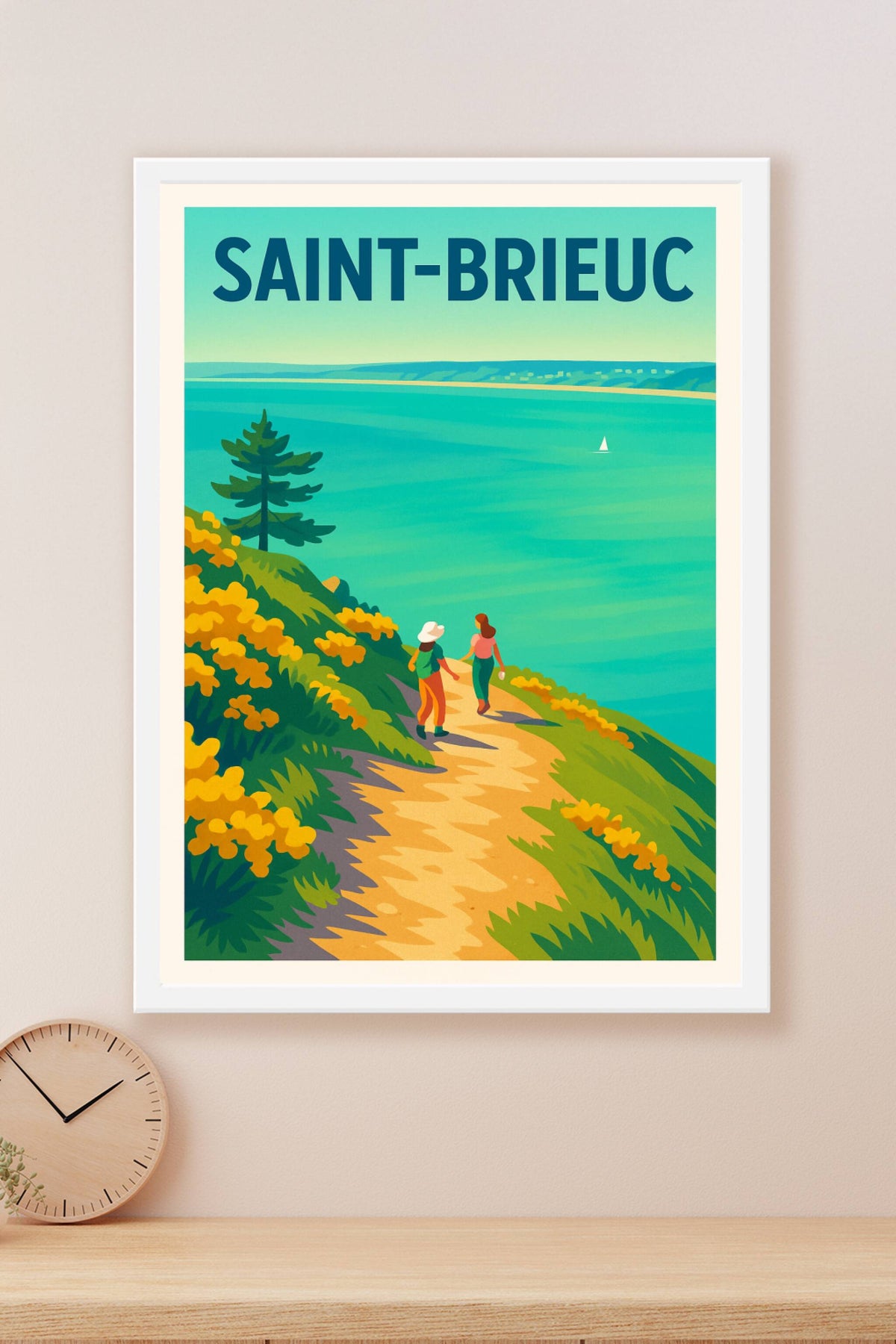 Affiche Saint-Brieuc — Promenade au bord de la mer · poster d'art de Saint-Brieuc