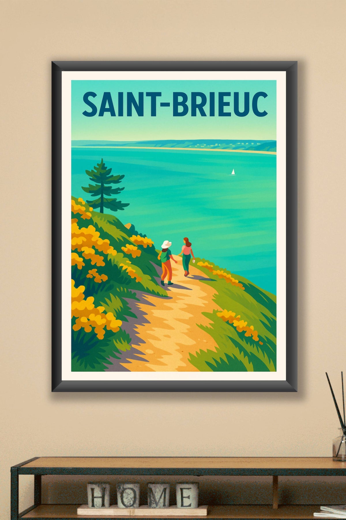 Affiche Saint-Brieuc — Promenade au bord de la mer · poster d'art de Saint-Brieuc