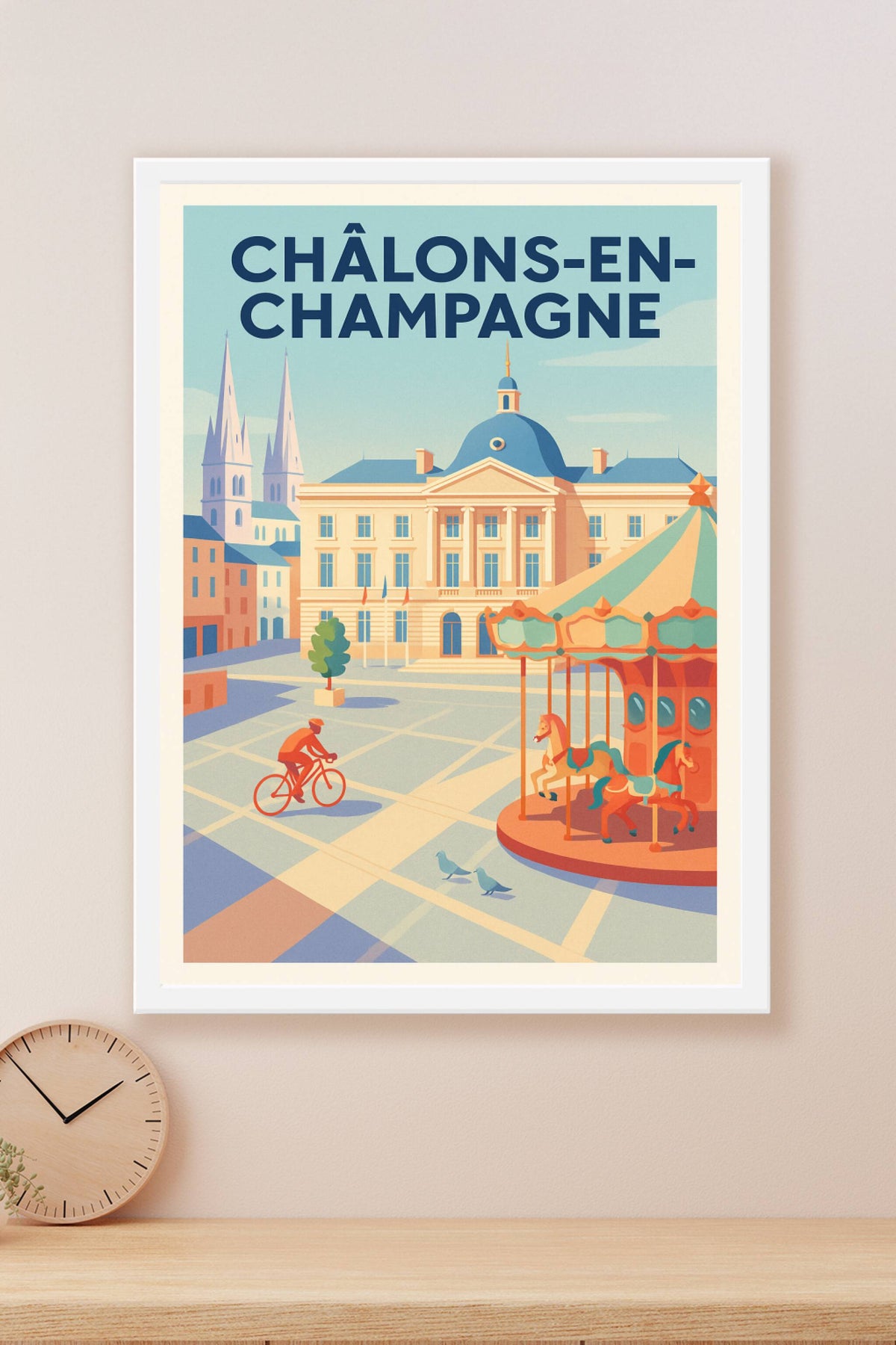 Affiche Châlons-en-Champagne — Charme et douceur de la place centrale · poster d'art de Châlons-en-Champagne