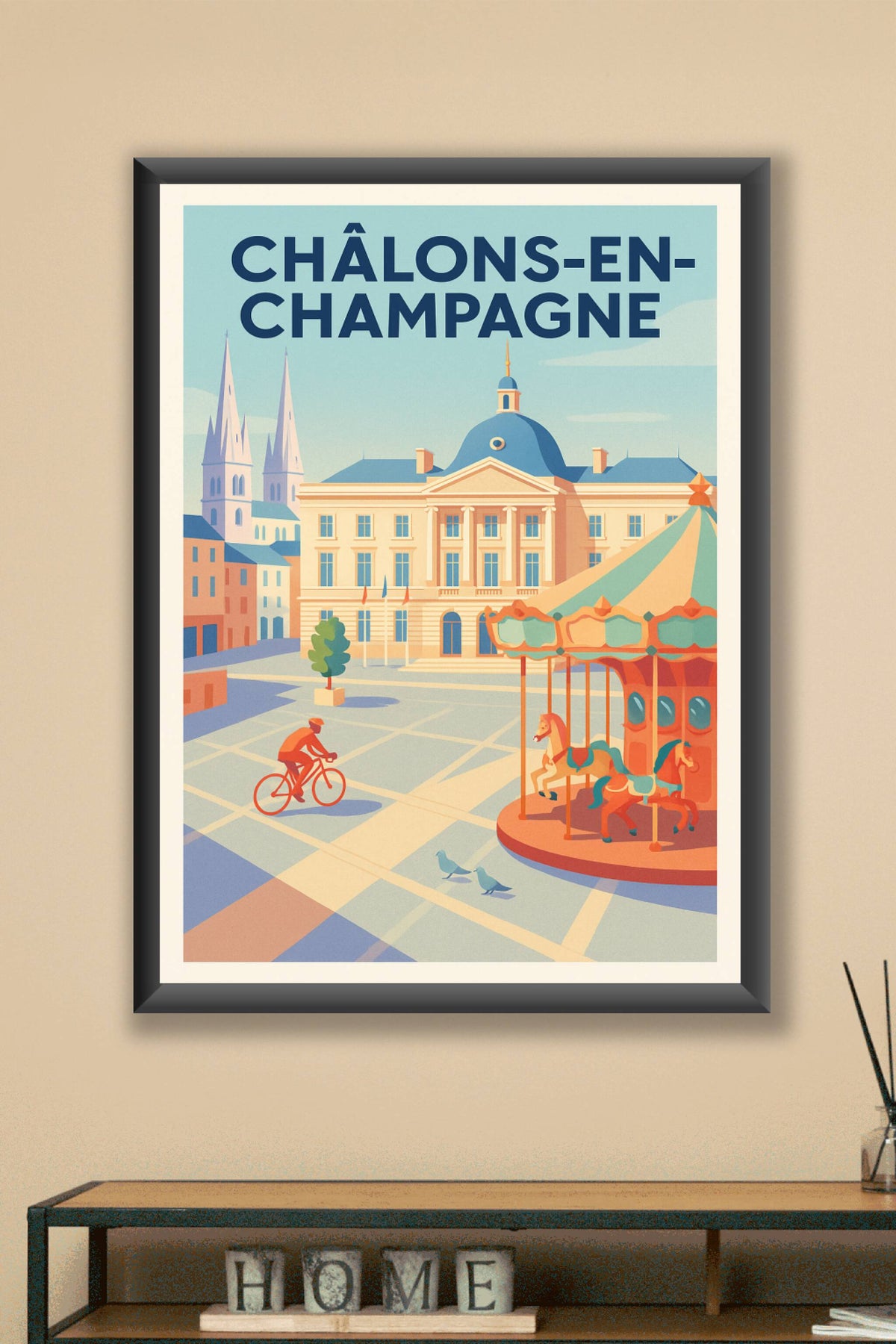 Affiche Châlons-en-Champagne — Charme et douceur de la place centrale · poster d'art de Châlons-en-Champagne