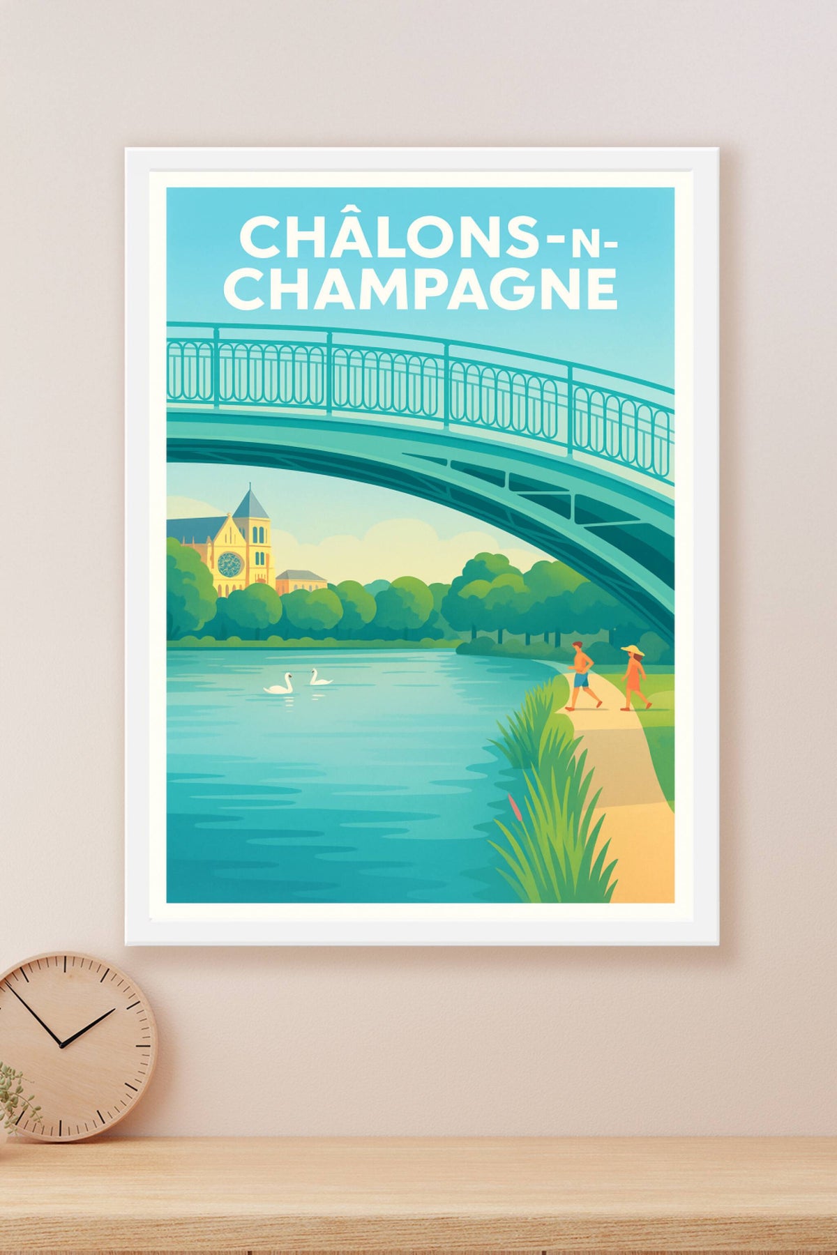 Affiche Châlons-en-Champagne — Sérénité au fil de l'eau · poster d'art de Châlons-en-Champagne