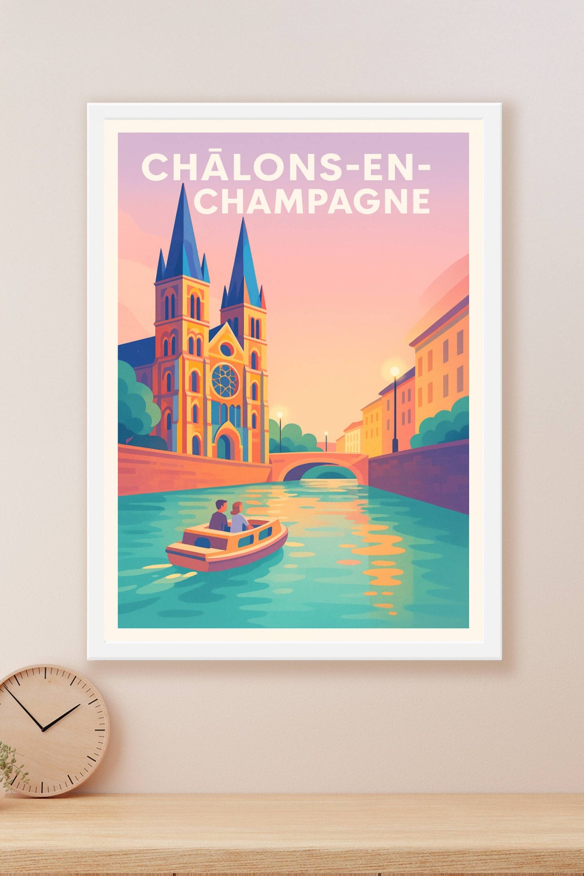 Affiche Châlons-en-Champagne — Douceur et sérénité sur les canaux · poster d'art de Châlons-en-Champagne