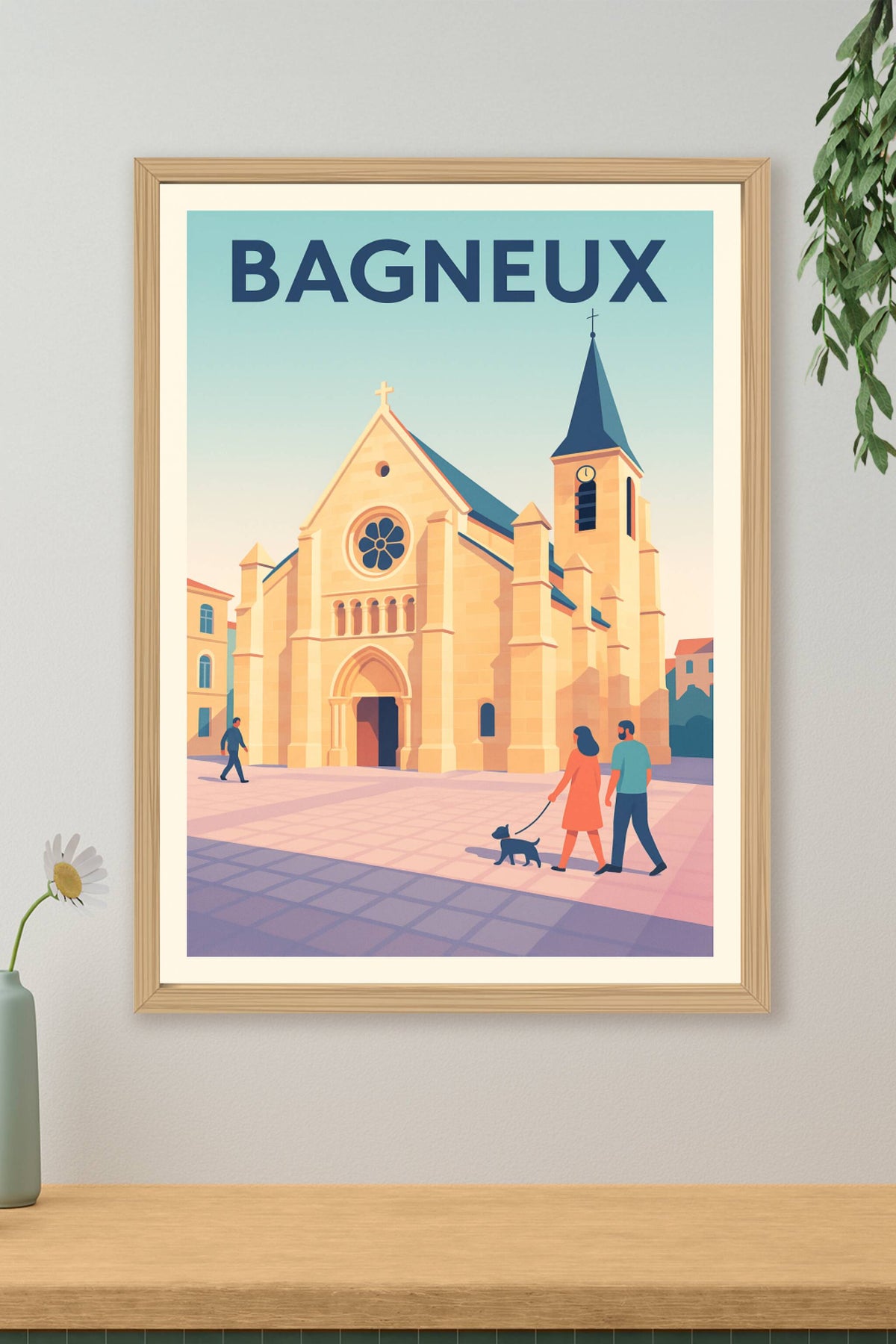 Affiche Bagneux — L'élégance intemporelle de l'église du centre-ville · poster d'art de Bagneux