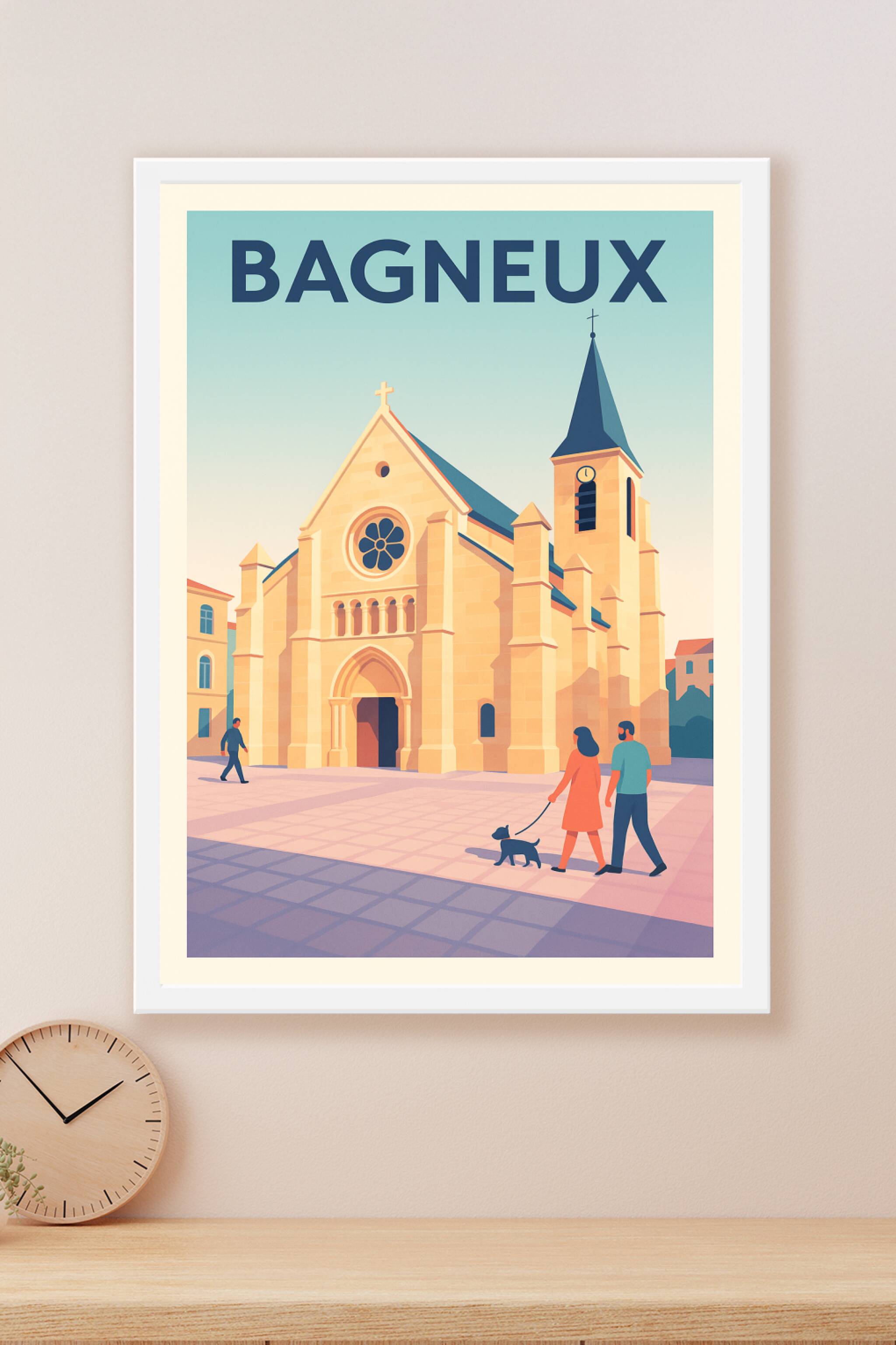 Affiche Bagneux — L'élégance intemporelle de l'église du centre-ville · poster d'art de Bagneux