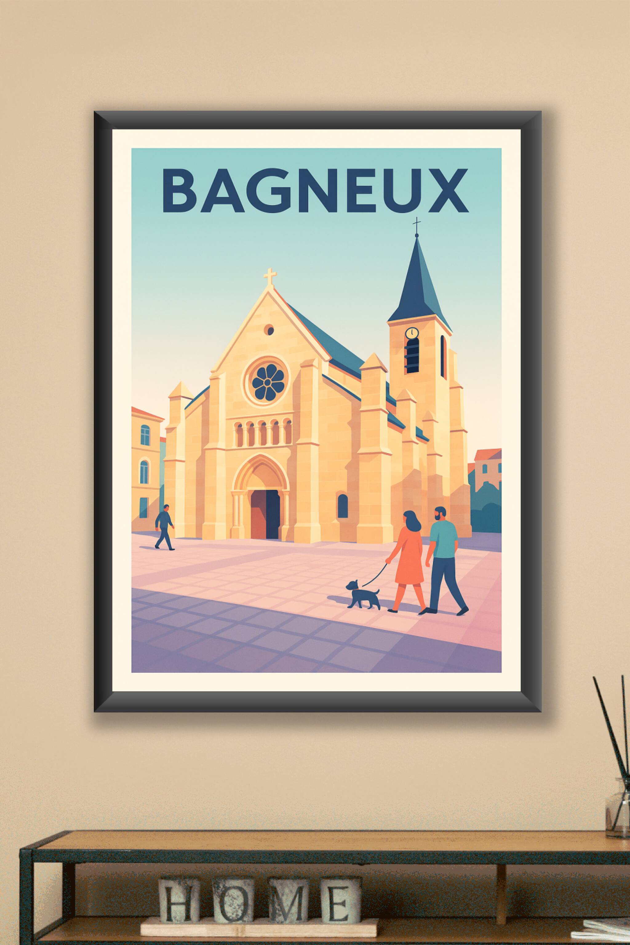 Affiche Bagneux — L'élégance intemporelle de l'église du centre-ville · poster d'art de Bagneux