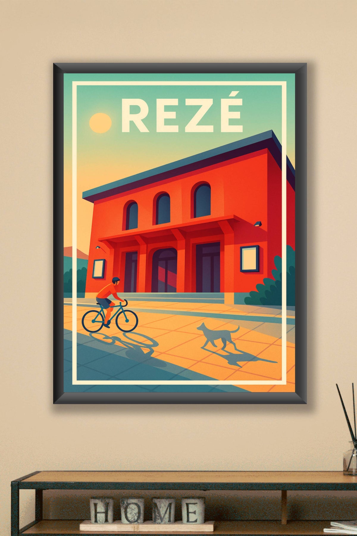Affiche Rezé — Ambiance douce et cycliste urbaine · poster d'art de Rezé