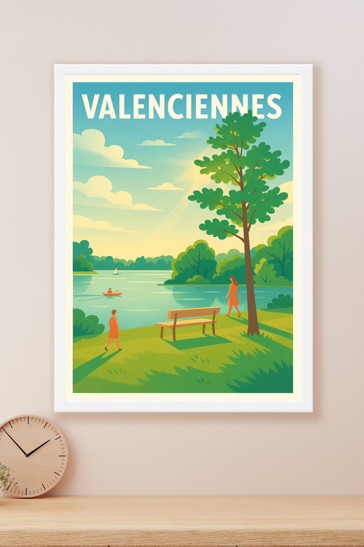 Affiche Valenciennes — L'évasion au bord de l'eau · poster d'art de Valenciennes