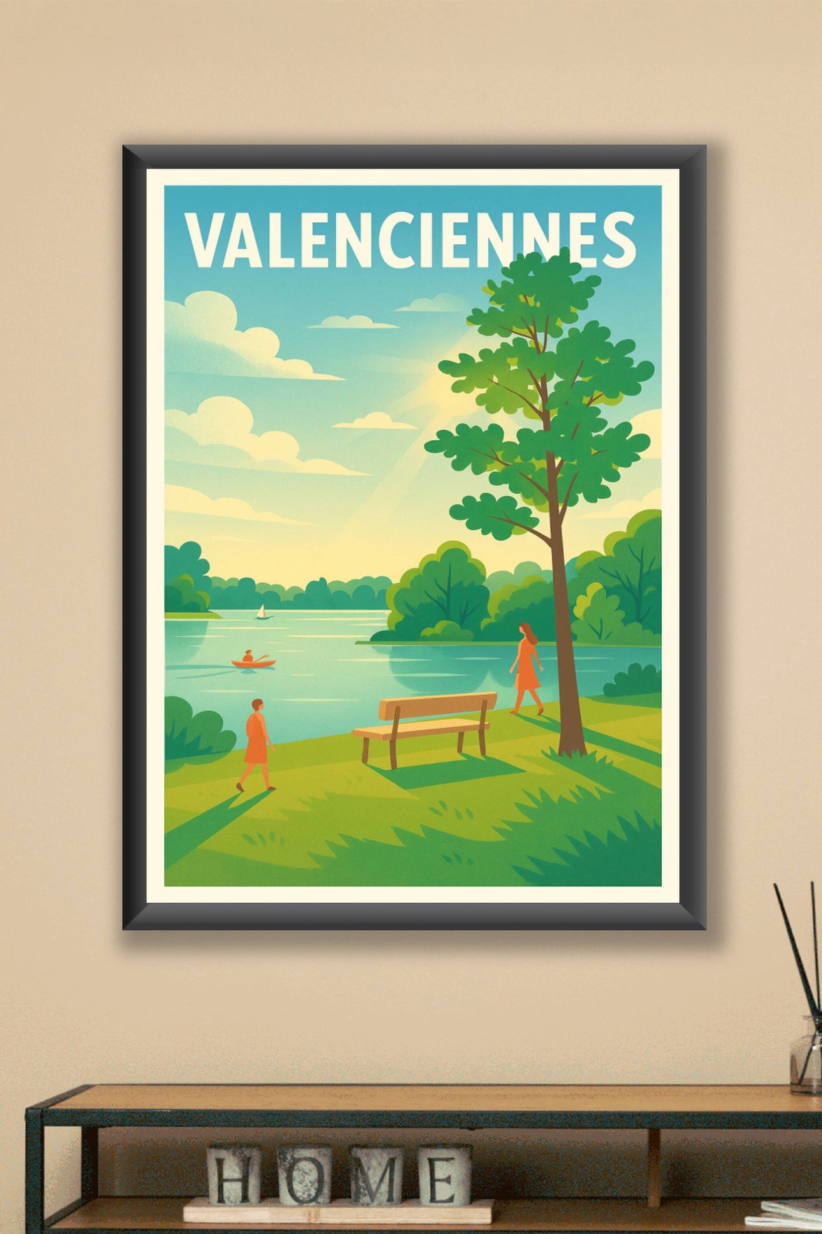 Affiche Valenciennes — L'évasion au bord de l'eau · poster d'art de Valenciennes