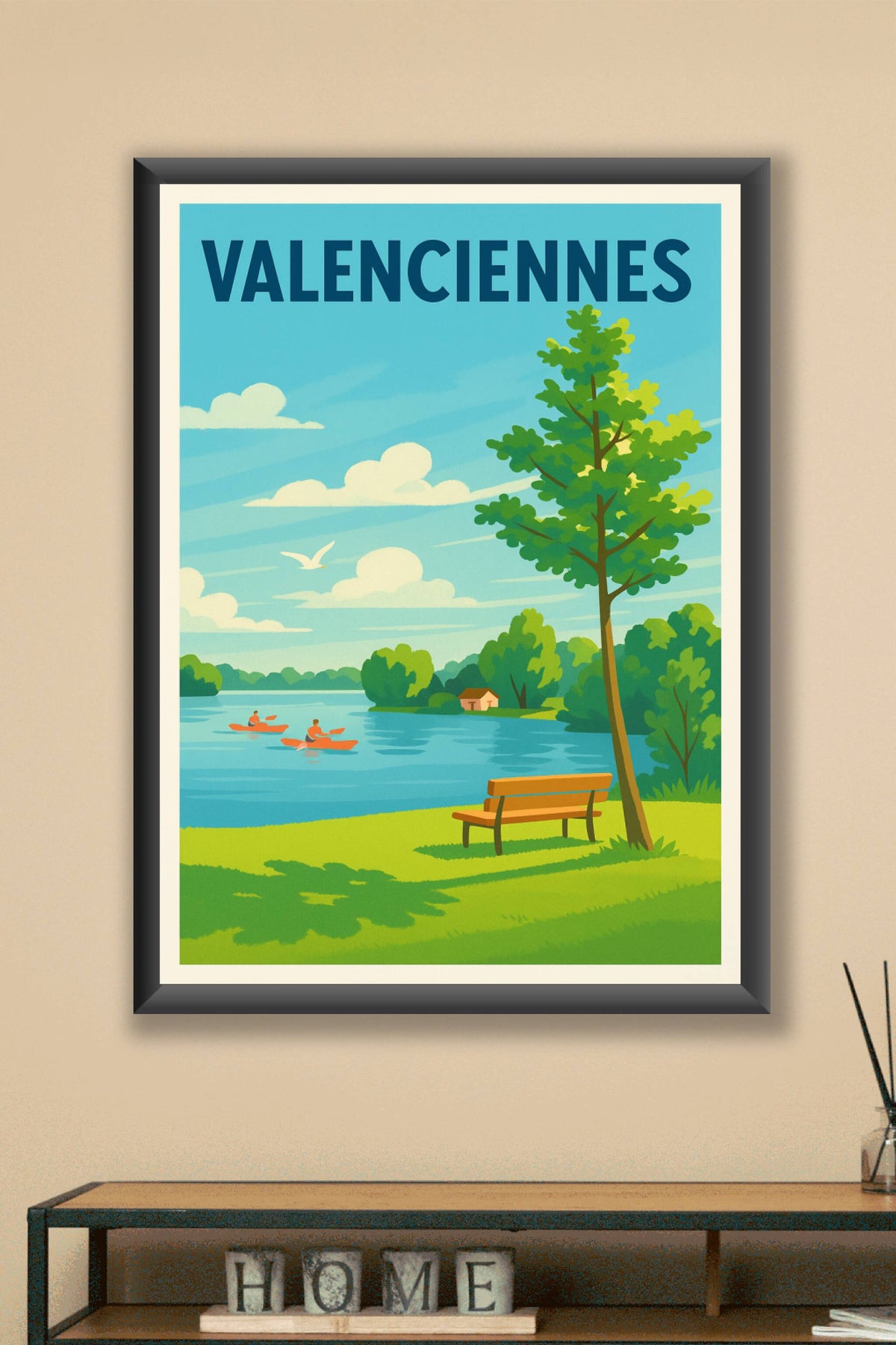 Affiche Valenciennes — Escapade au bord de l'eau · poster d'art de Valenciennes