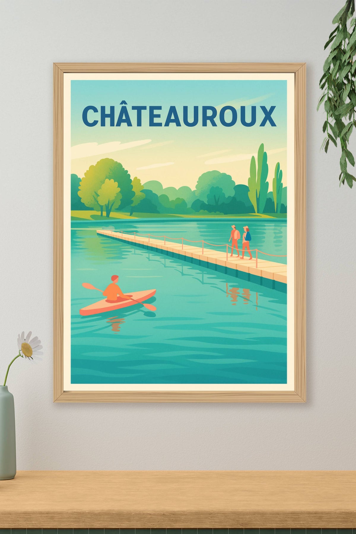 Affiche Châteauroux — Escapade nature au fil de l'eau · poster d'art de Châteauroux