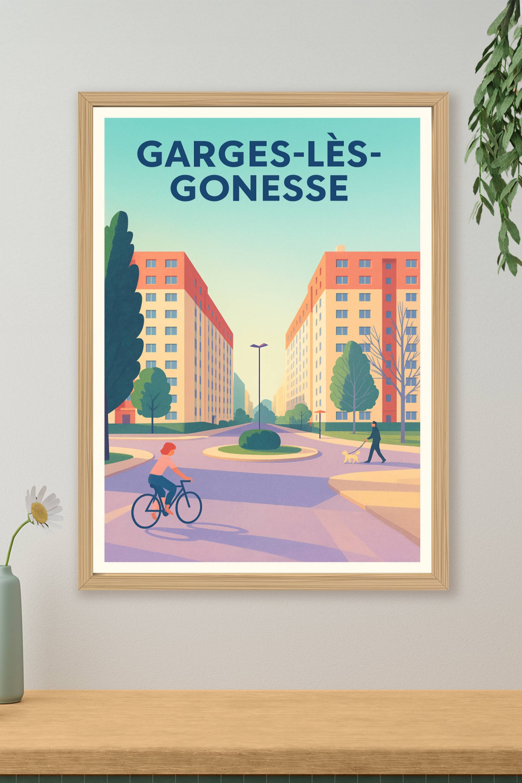Affiche Garges-lès-Gonesse — Sérénité urbaine et douceur de vivre · poster d'art de Garges-lès-Gonesse