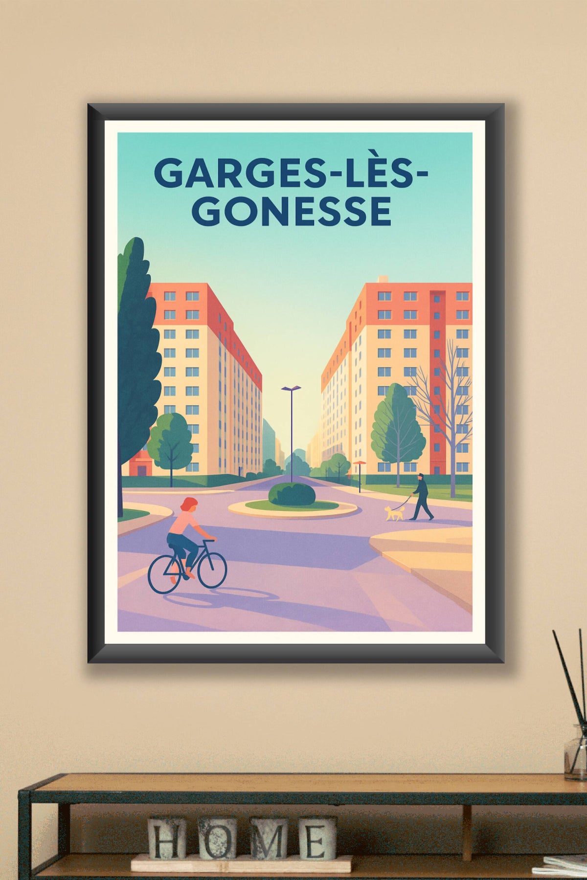 Affiche Garges-lès-Gonesse — Sérénité urbaine et douceur de vivre · poster d'art de Garges-lès-Gonesse