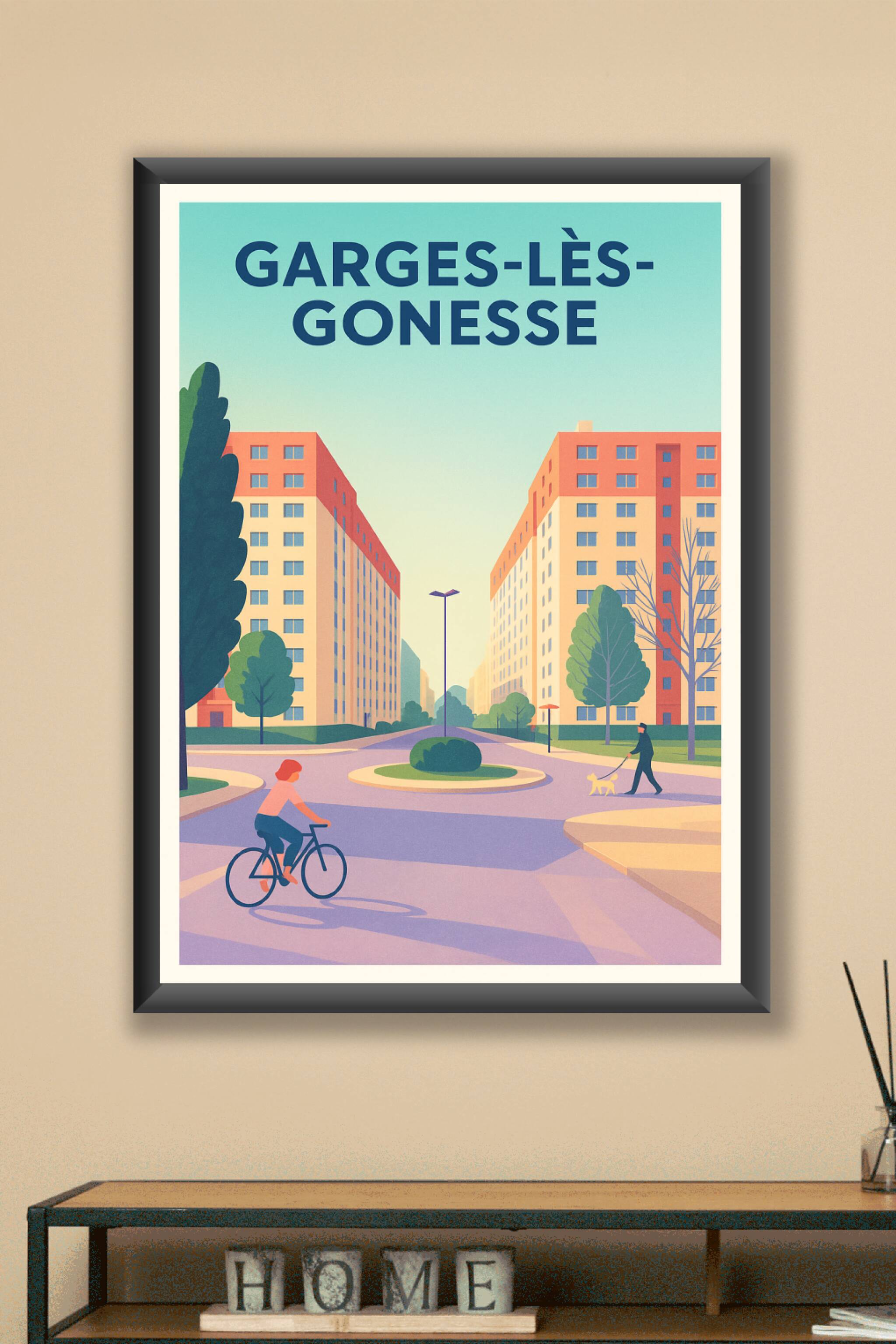 Affiche Garges-lès-Gonesse — Sérénité urbaine et douceur de vivre · poster d'art de Garges-lès-Gonesse