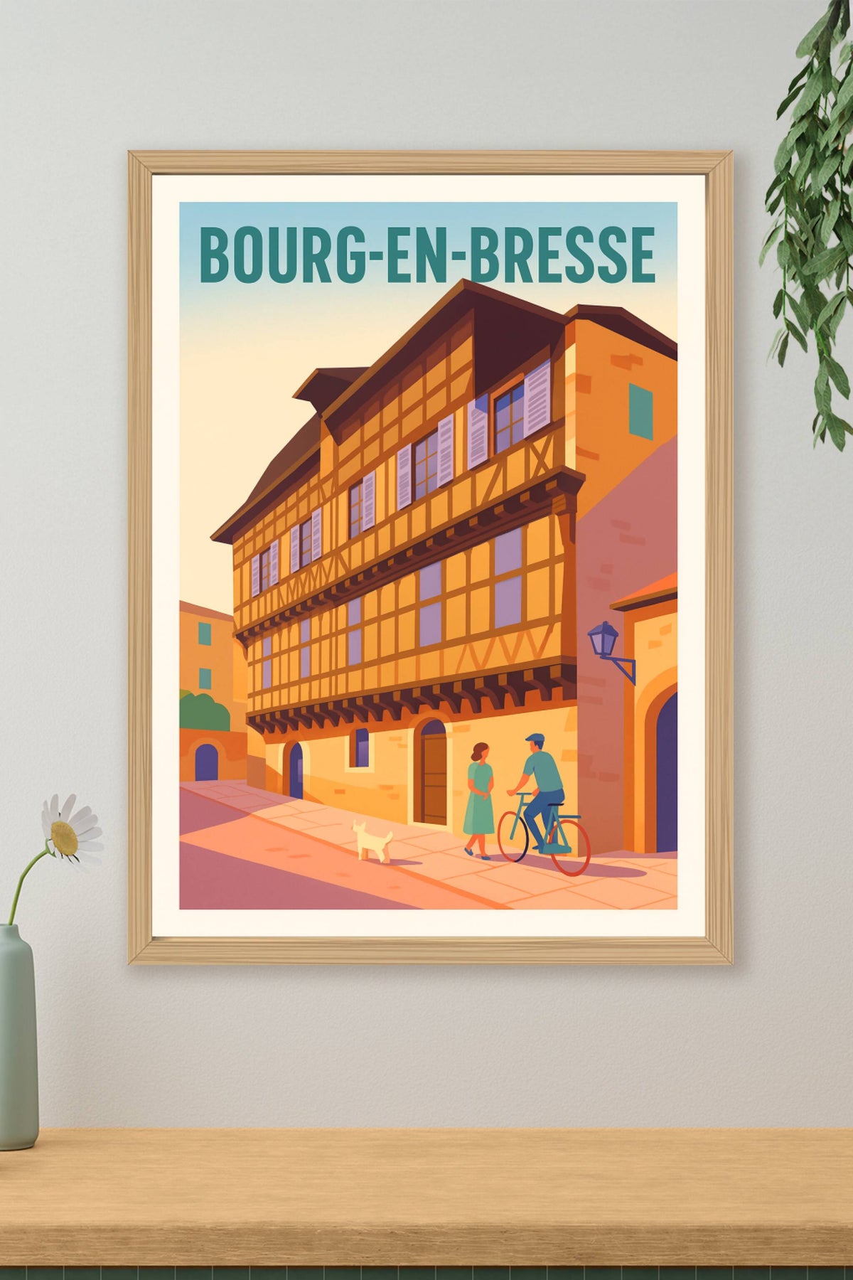 Affiche Bourg-en-Bresse — L'élégance d'une façade traditionnelle · poster d'art de Bourg-en-Bresse