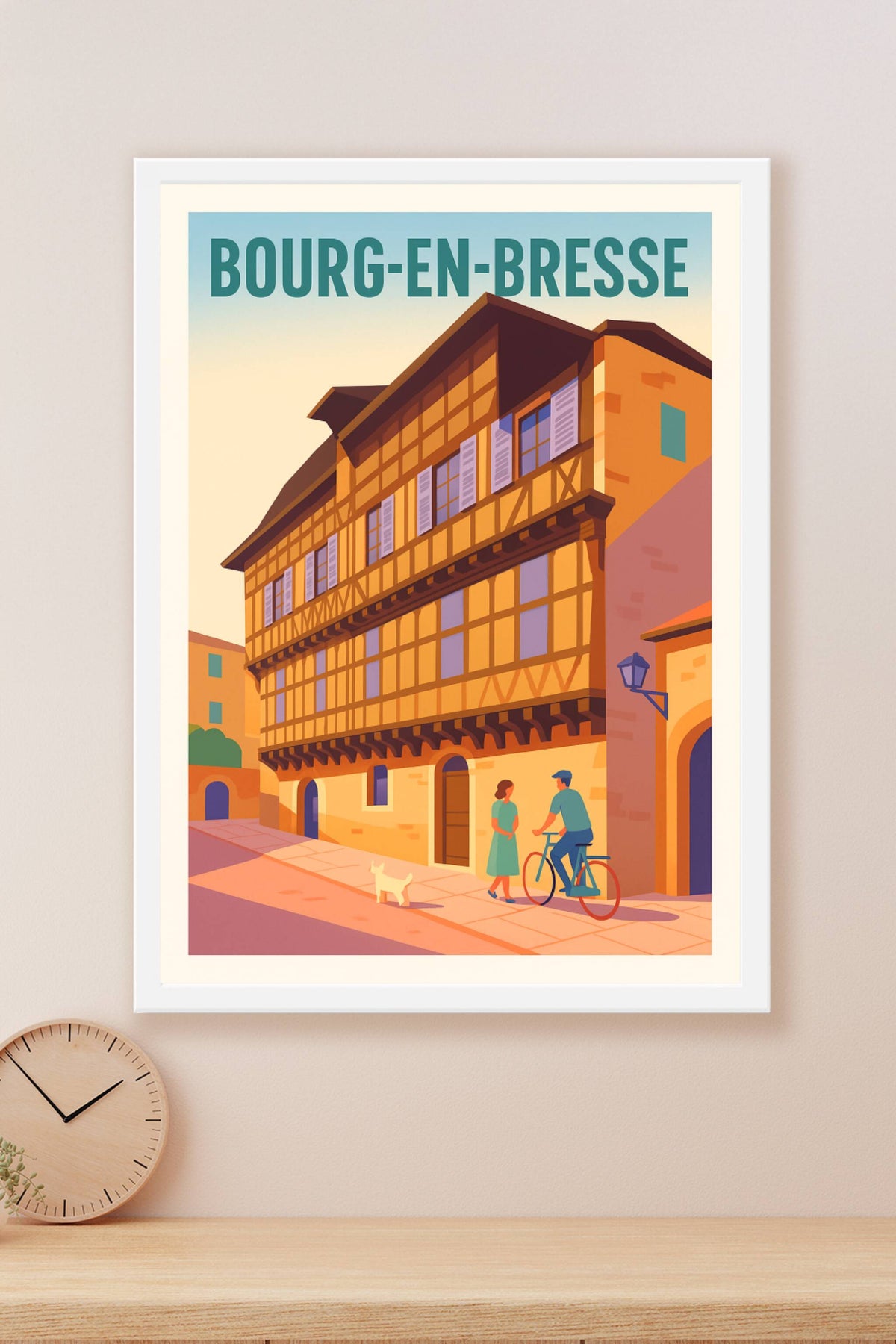 Affiche Bourg-en-Bresse — L'élégance d'une façade traditionnelle · poster d'art de Bourg-en-Bresse