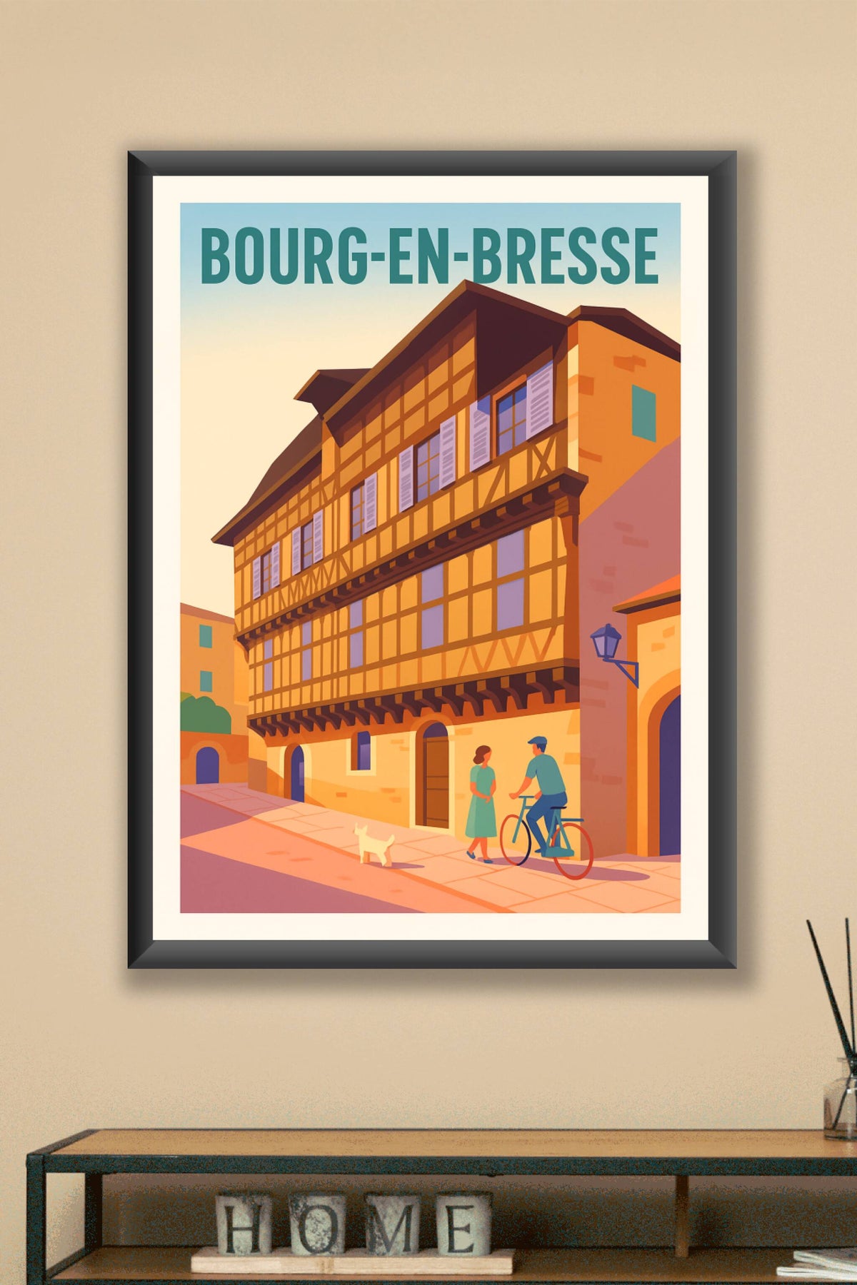Affiche Bourg-en-Bresse — L'élégance d'une façade traditionnelle · poster d'art de Bourg-en-Bresse