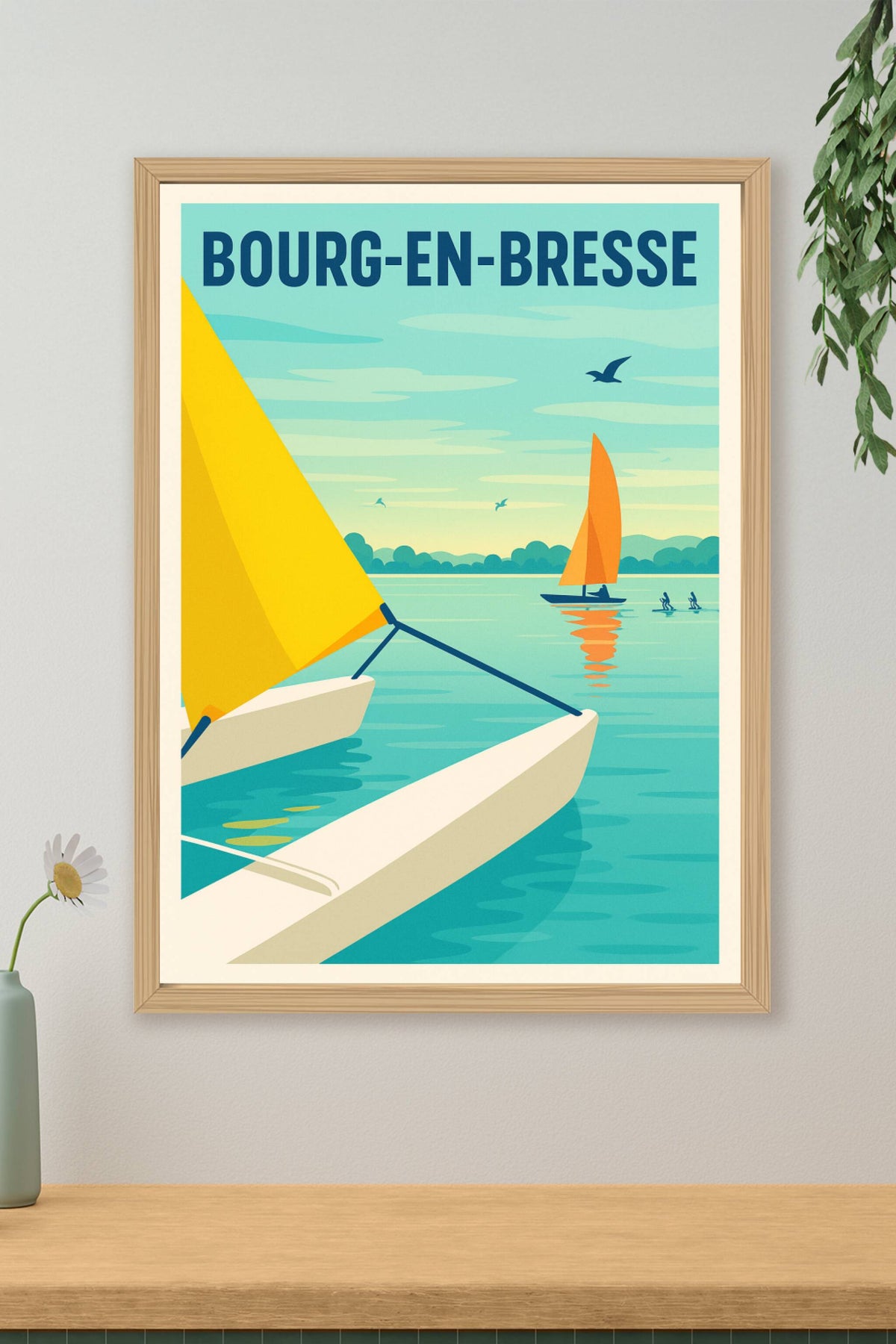 Affiche Bourg-en-Bresse — Évasion nautique paisible · poster d'art de Bourg-en-Bresse
