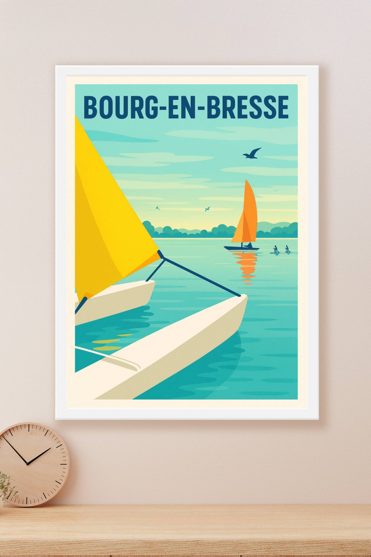 Affiche Bourg-en-Bresse — Évasion nautique paisible · poster d'art de Bourg-en-Bresse