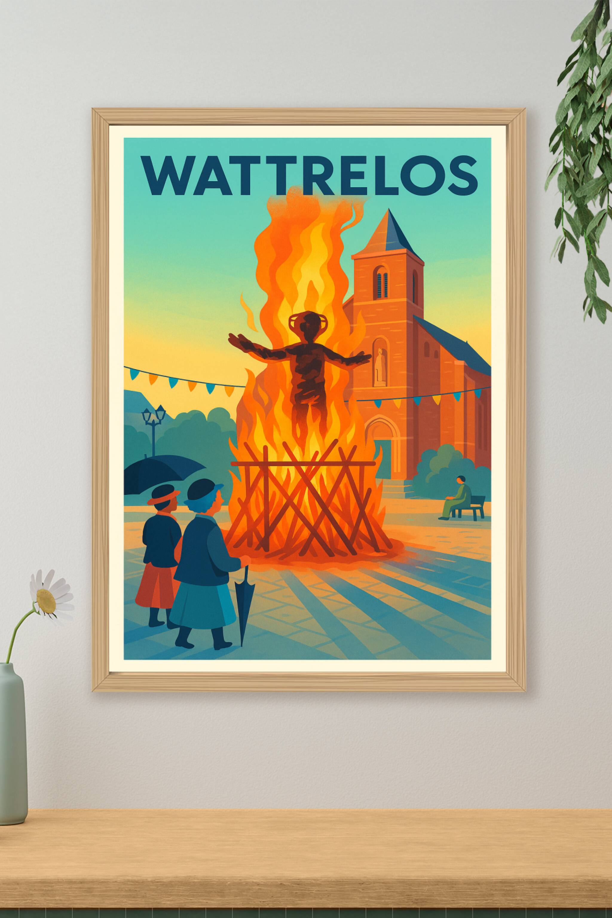 Affiche Wattrelos — Tradition & Feu Sacré au Cœur de la Ville · poster d'art de Wattrelos