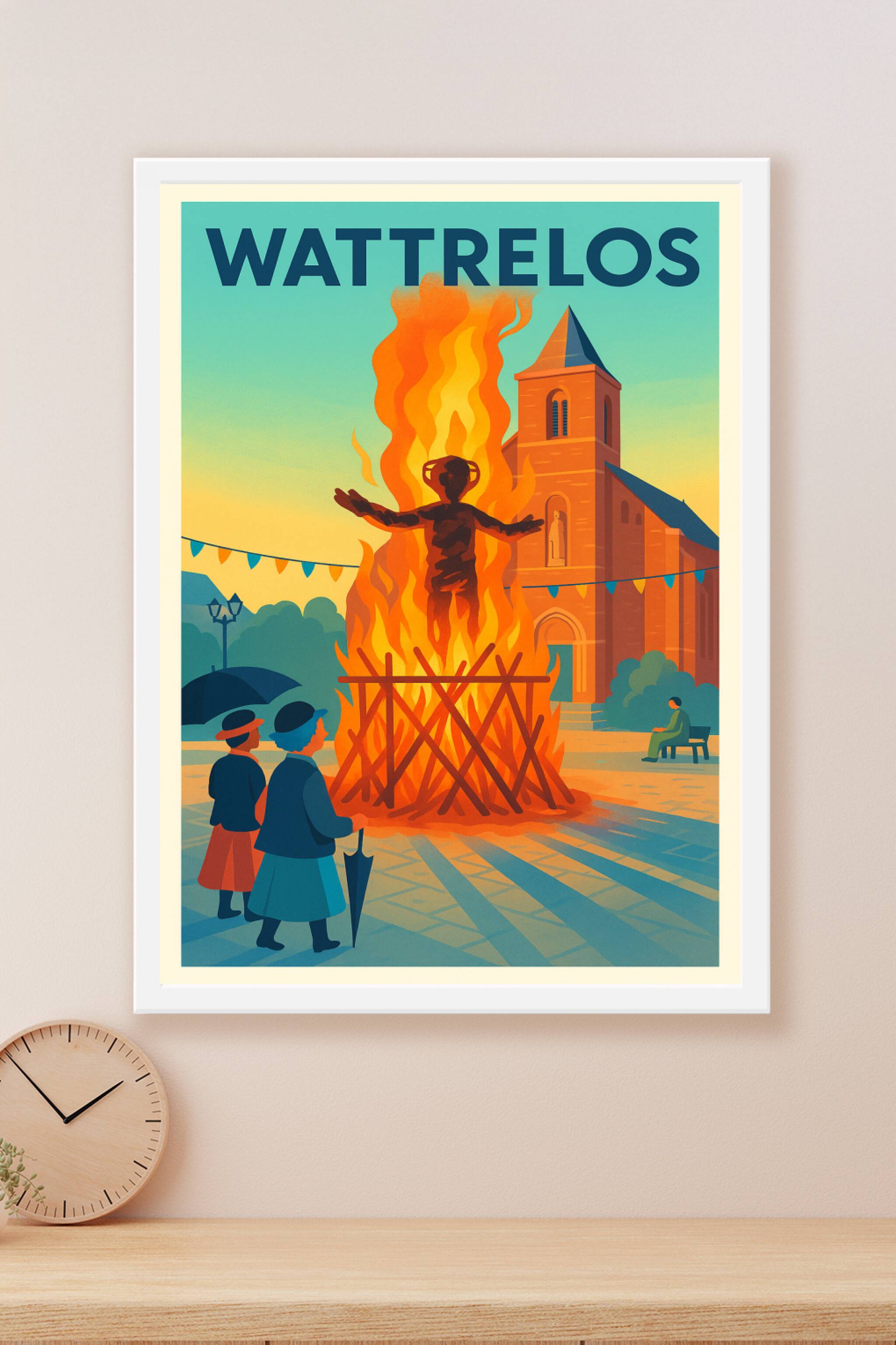 Affiche Wattrelos — Tradition & Feu Sacré au Cœur de la Ville · poster d'art de Wattrelos