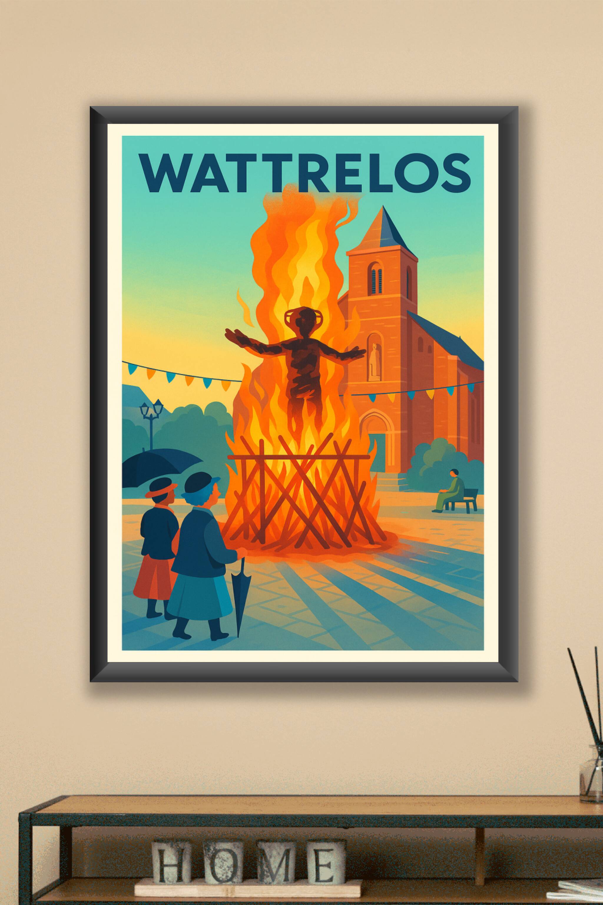 Affiche Wattrelos — Tradition & Feu Sacré au Cœur de la Ville · poster d'art de Wattrelos