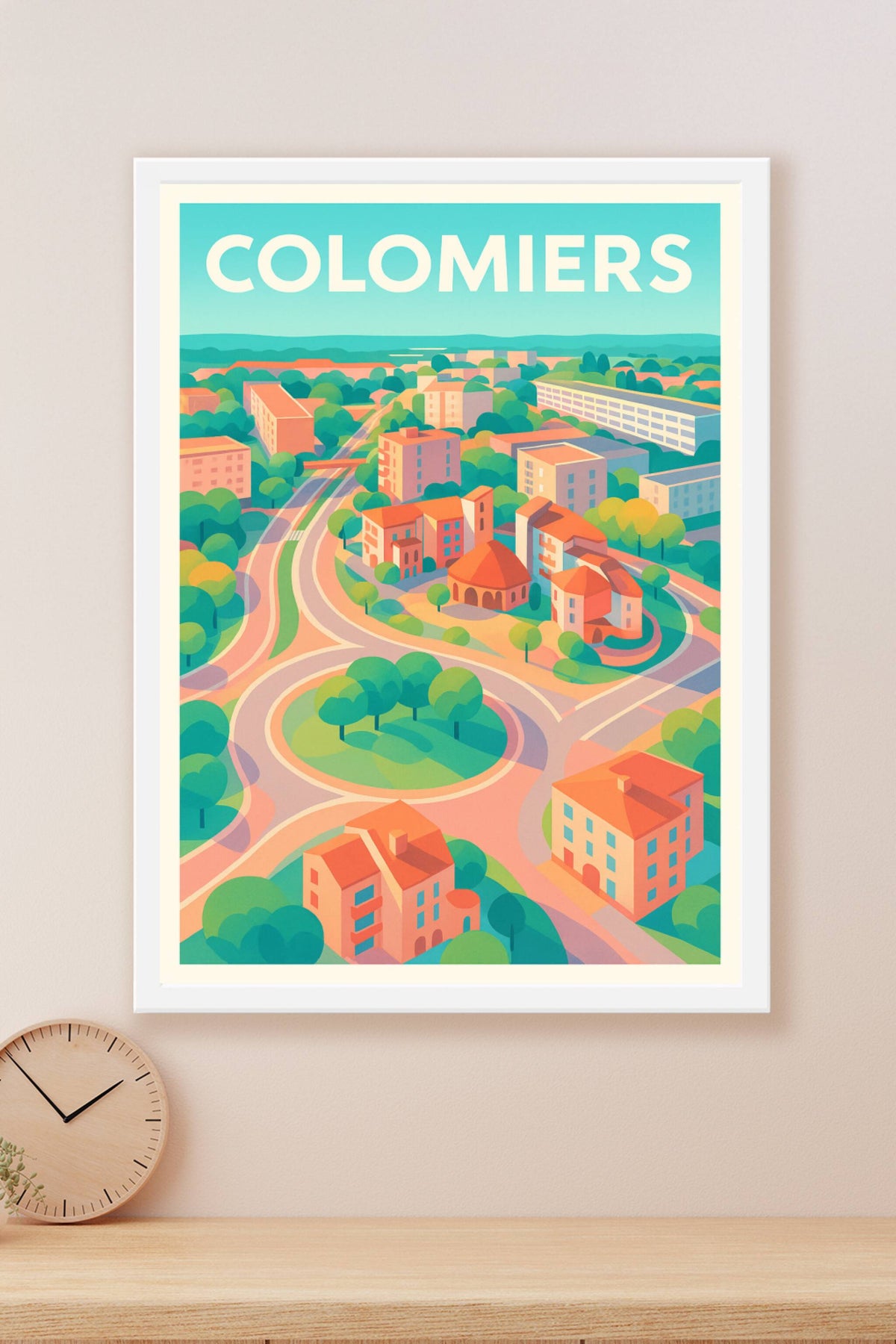 Affiche Colomiers — Charme et sérénité urbaine illustrés · poster d'art de Colomiers