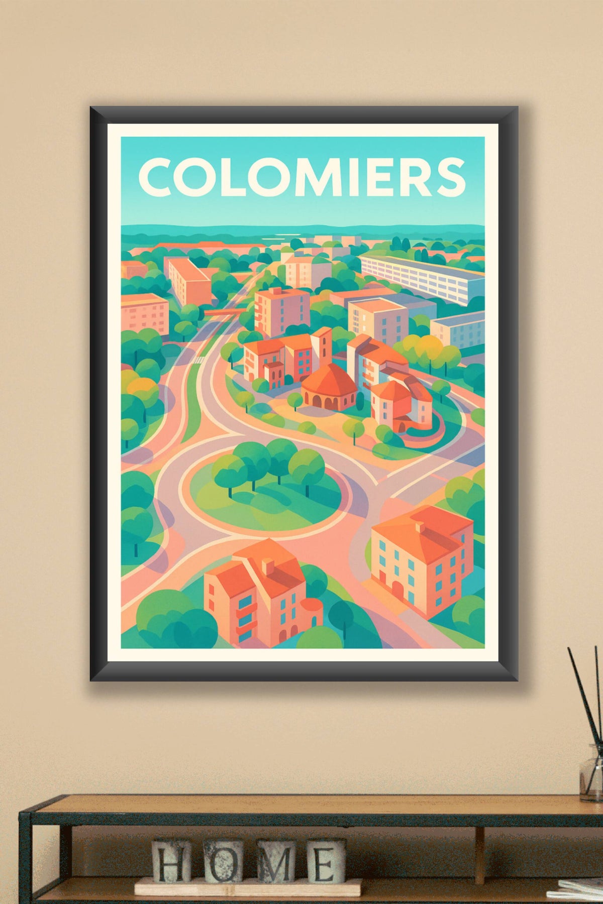 Affiche Colomiers — Charme et sérénité urbaine illustrés · poster d'art de Colomiers