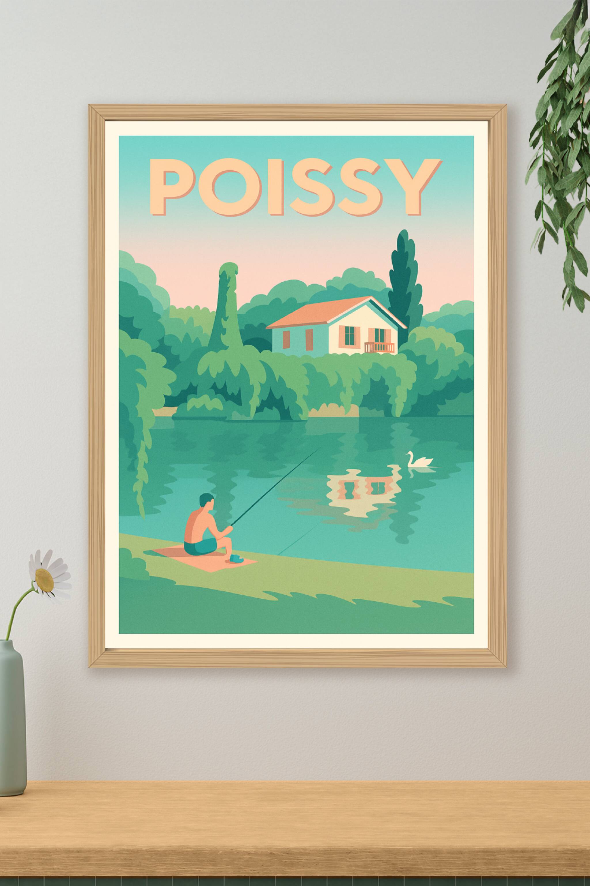 Affiche Poissy — Tranquillité au bord de l'eau · poster d'art de Poissy