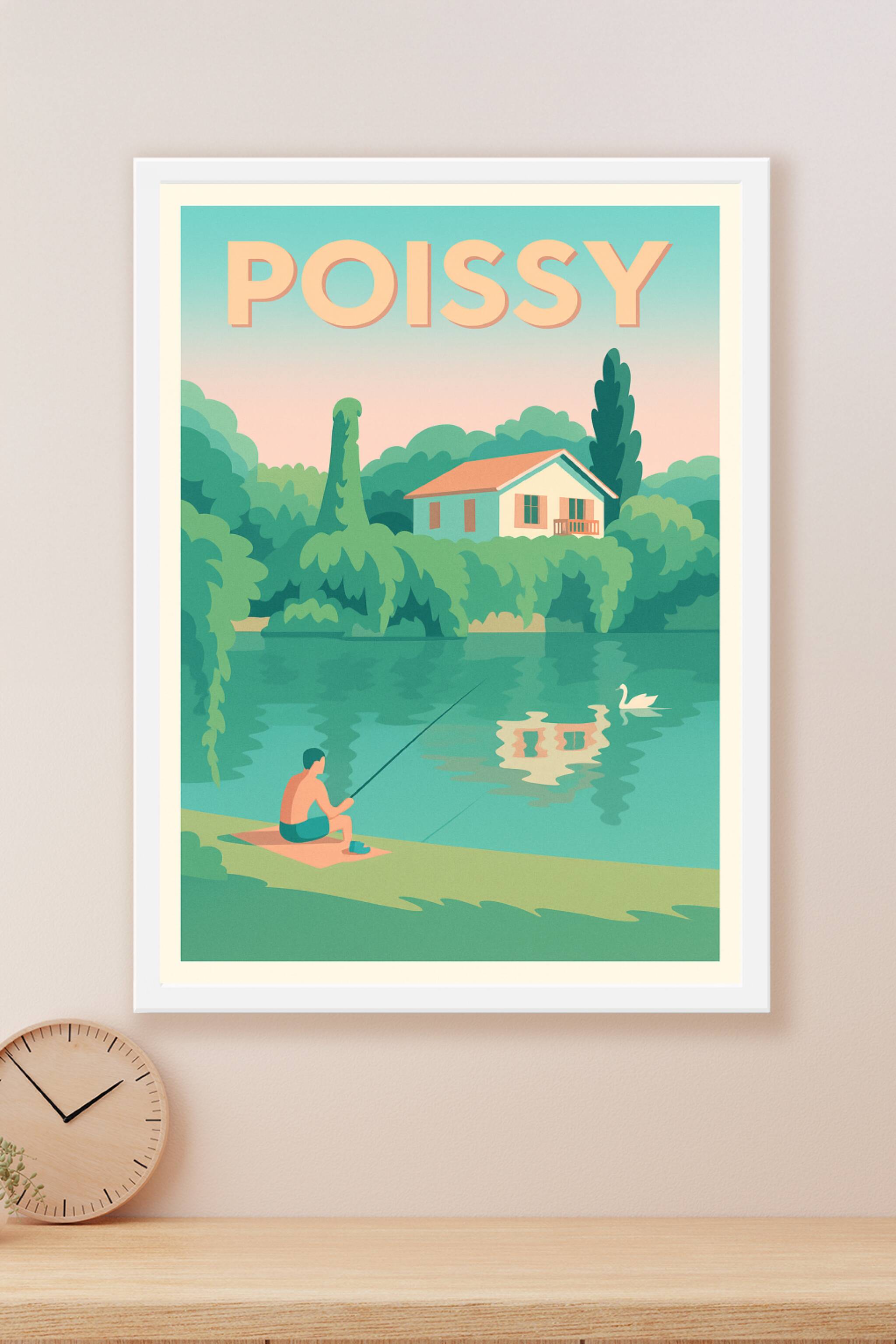 Affiche Poissy — Tranquillité au bord de l'eau · poster d'art de Poissy