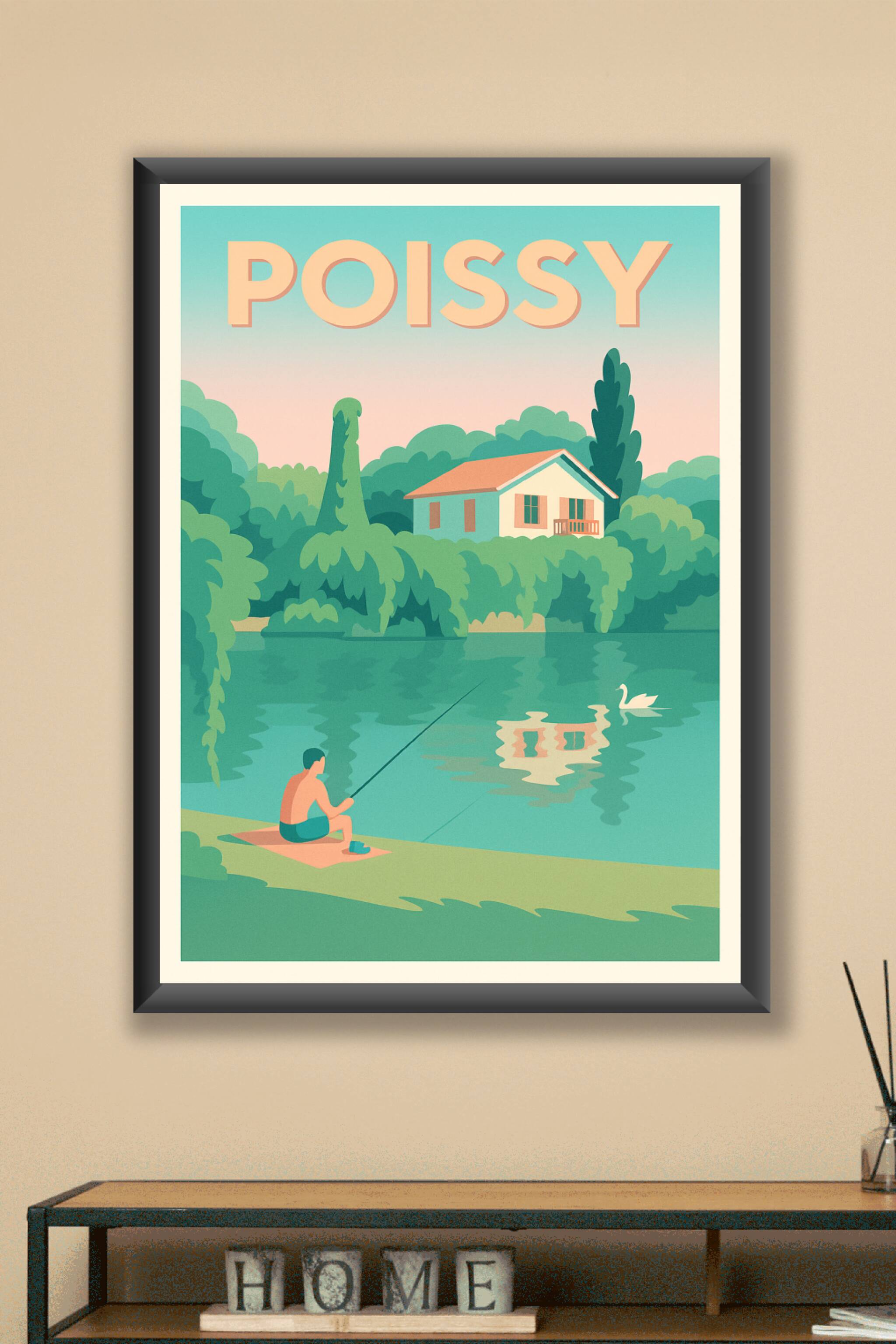 Affiche Poissy — Tranquillité au bord de l'eau · poster d'art de Poissy