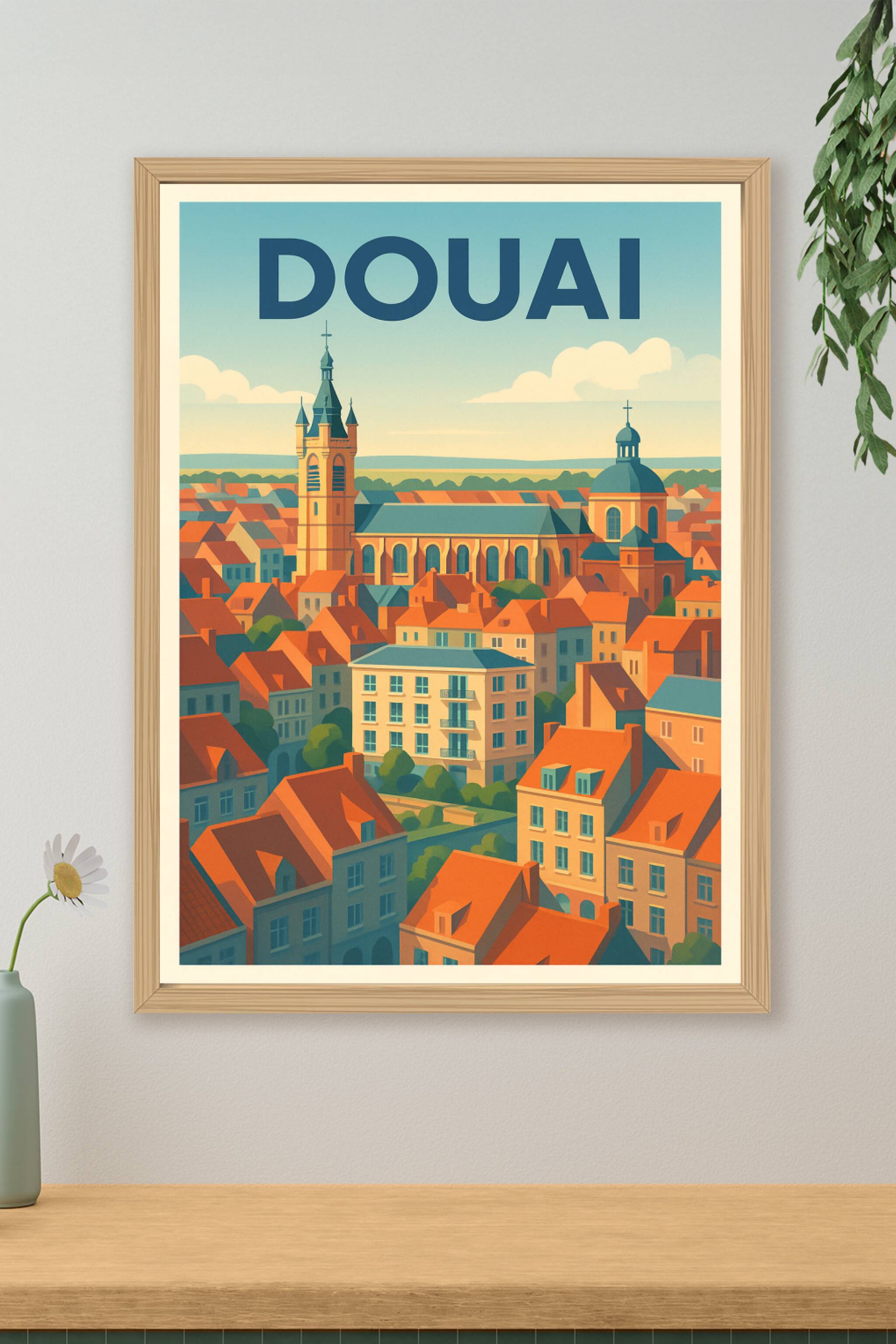 Affiche de Douai - Charme historique et toits rouges