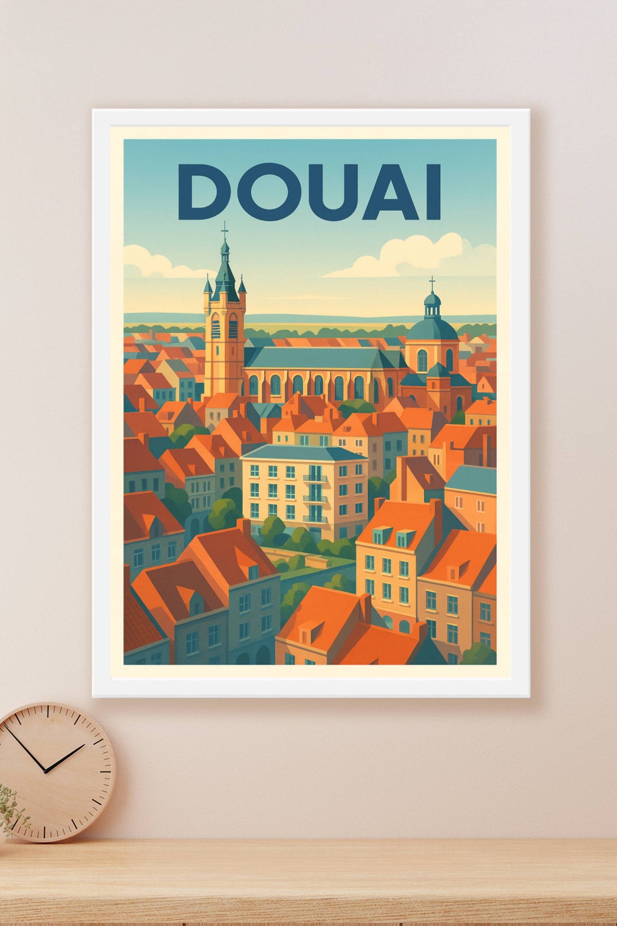 Affiche Douai — Charme historique et toits rouges · poster d'art de Douai