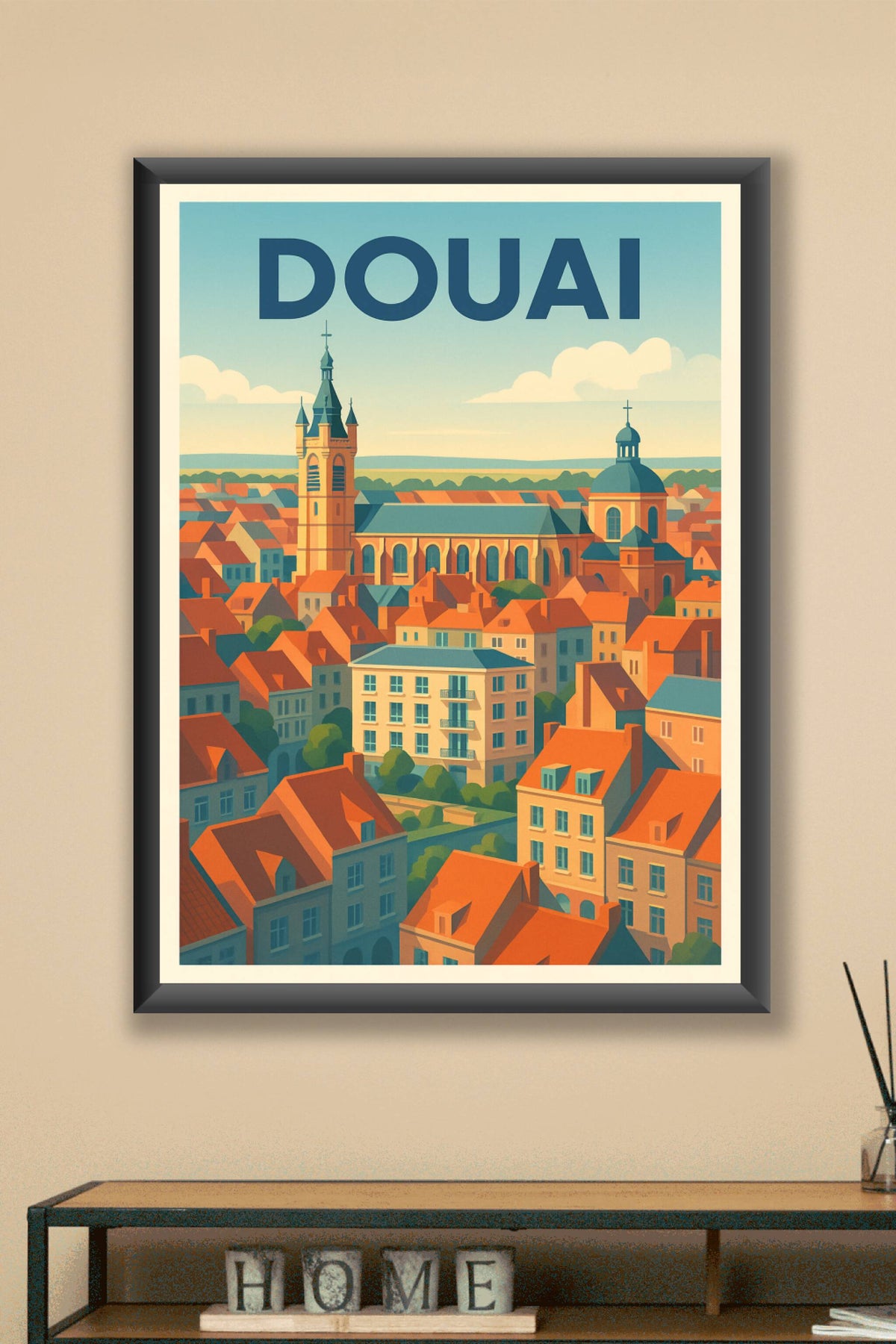 Affiche Douai — Charme historique et toits rouges · poster d'art de Douai
