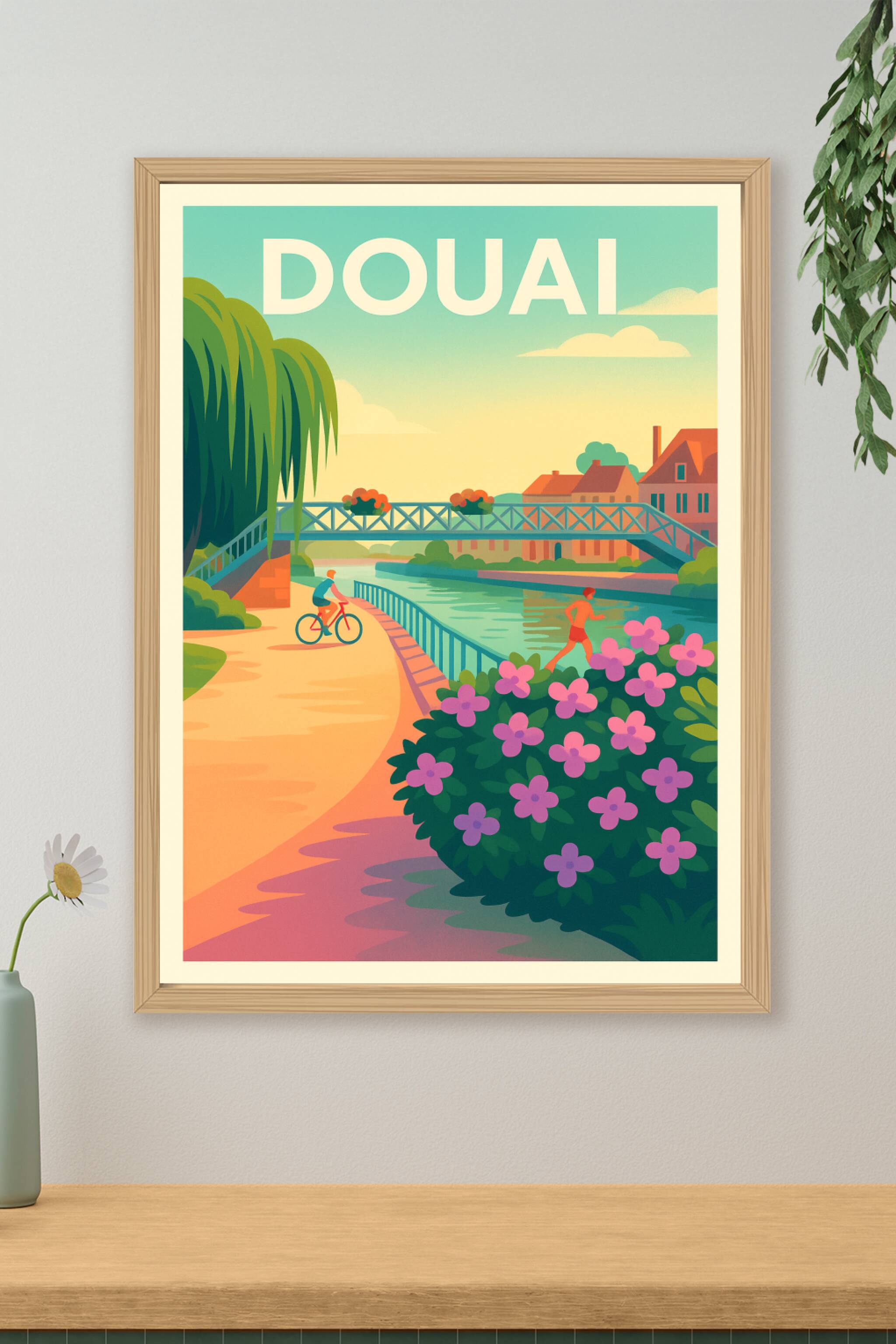 Affiche de Douai - Une promenade paisible au bord du canal