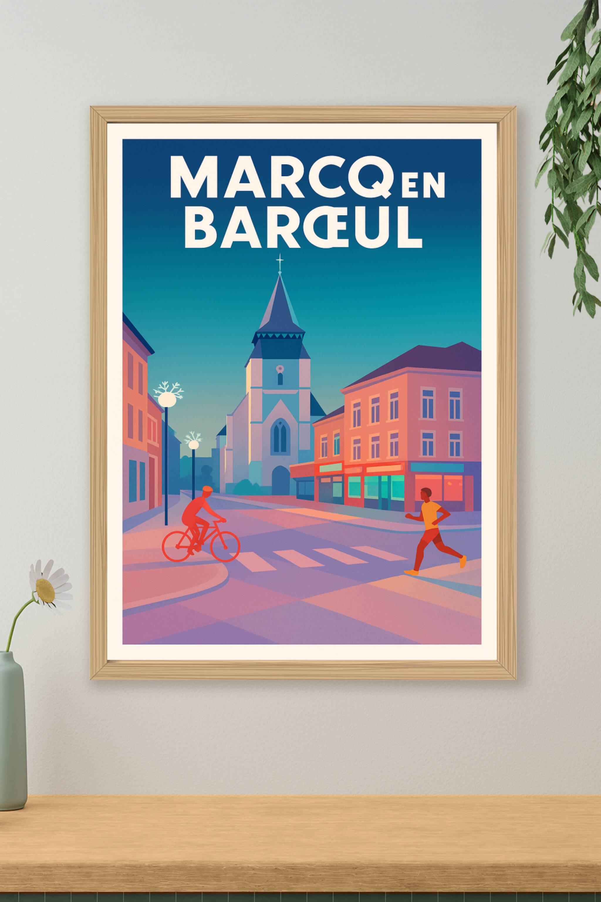 Affiche de Marcq-en-Barœul - Charme et vie urbaine au crépuscule