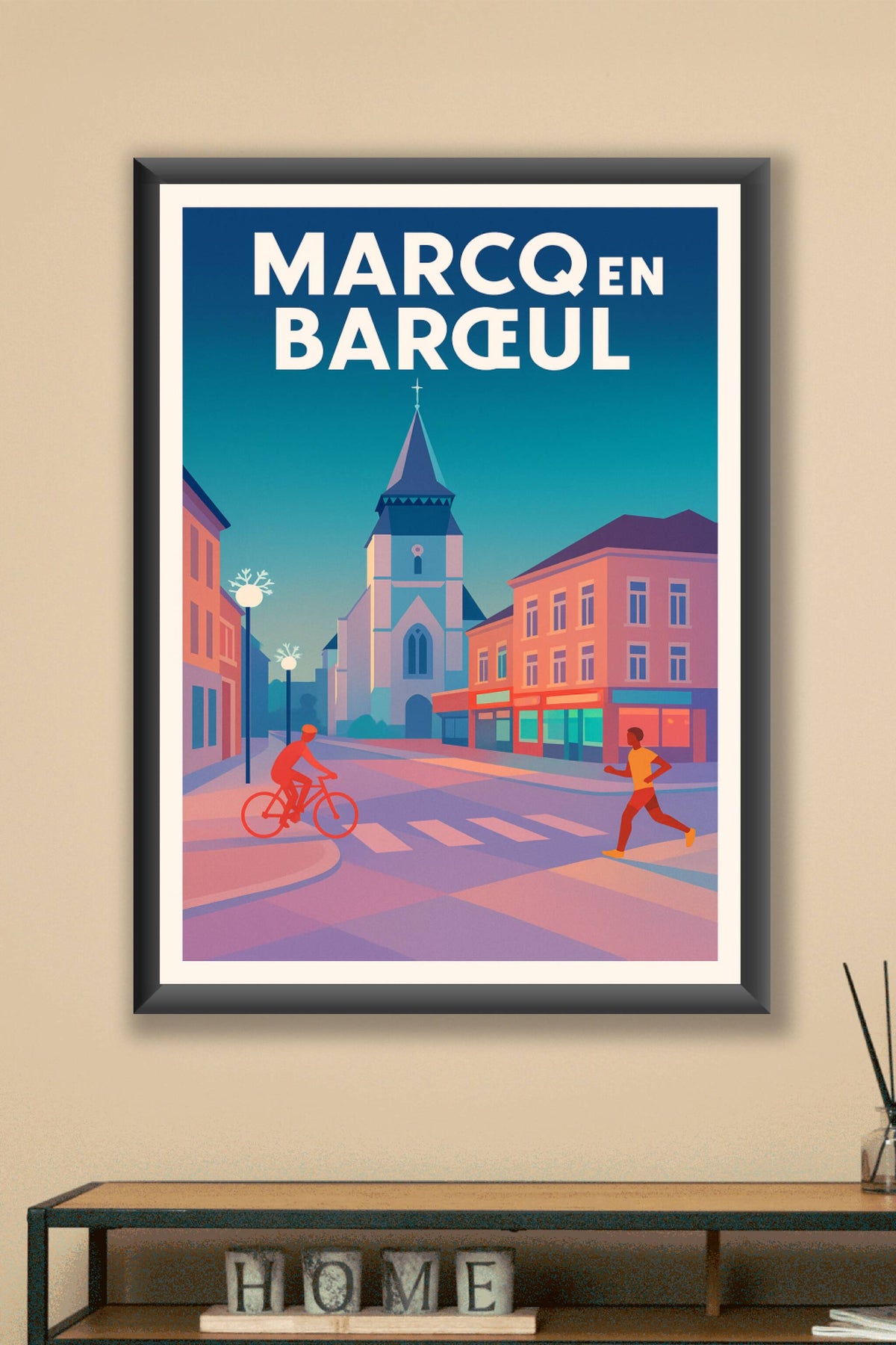 Affiche Marcq-en-Barœul — Charme et vie urbaine au crépuscule · poster d'art de Marcq-en-Barœul