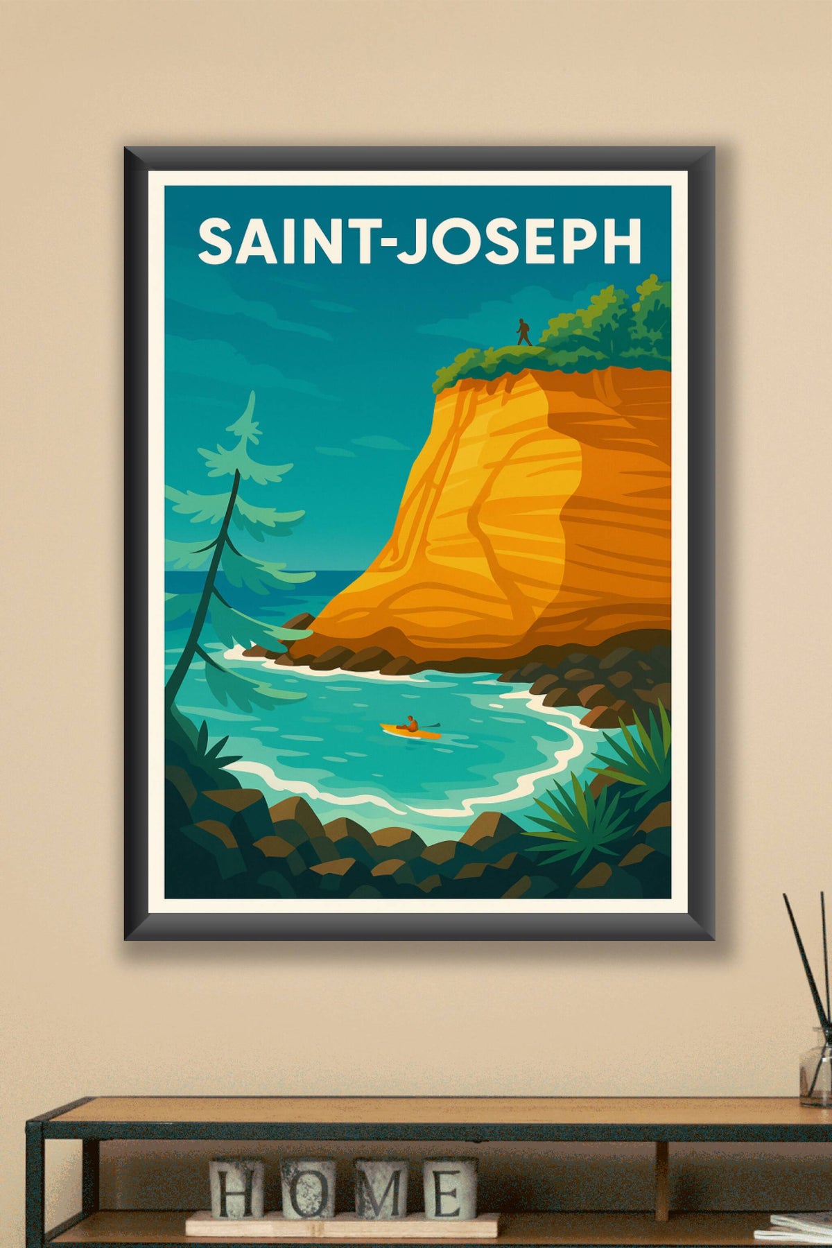 Affiche Saint-Joseph — L'aventure au bord des falaises · poster d'art de Saint-Joseph