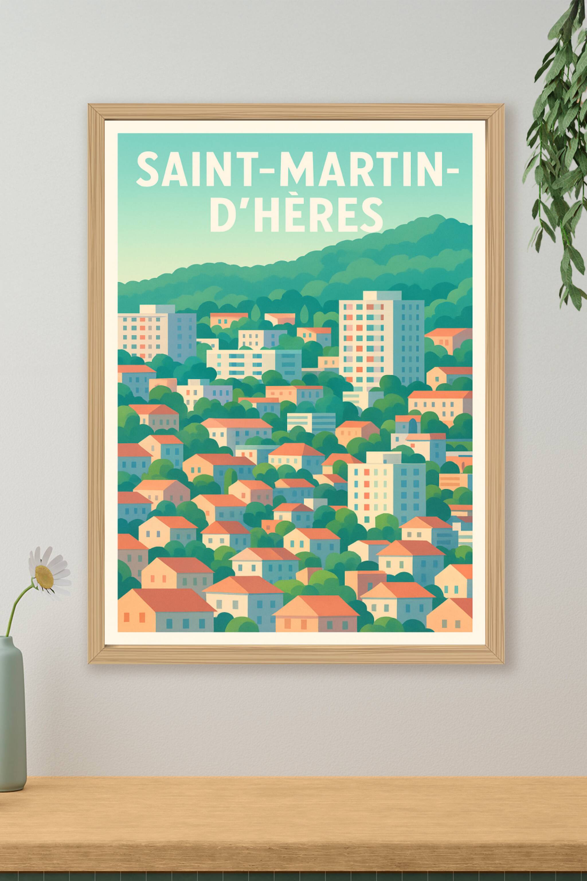 Affiche de Saint-Martin-d'Hères - Ville Verte Entre Montagnes et Urbanisme