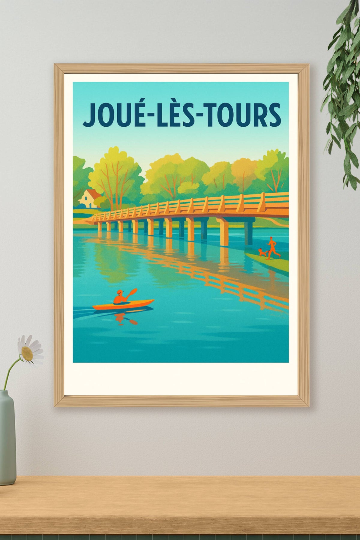 Affiche Joué-lès-Tours — Évasion au fil de l'eau · poster d'art de Joué-lès-Tours