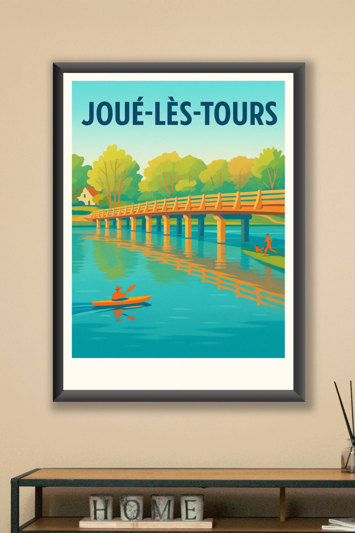 Affiche Joué-lès-Tours — Évasion au fil de l'eau · poster d'art de Joué-lès-Tours