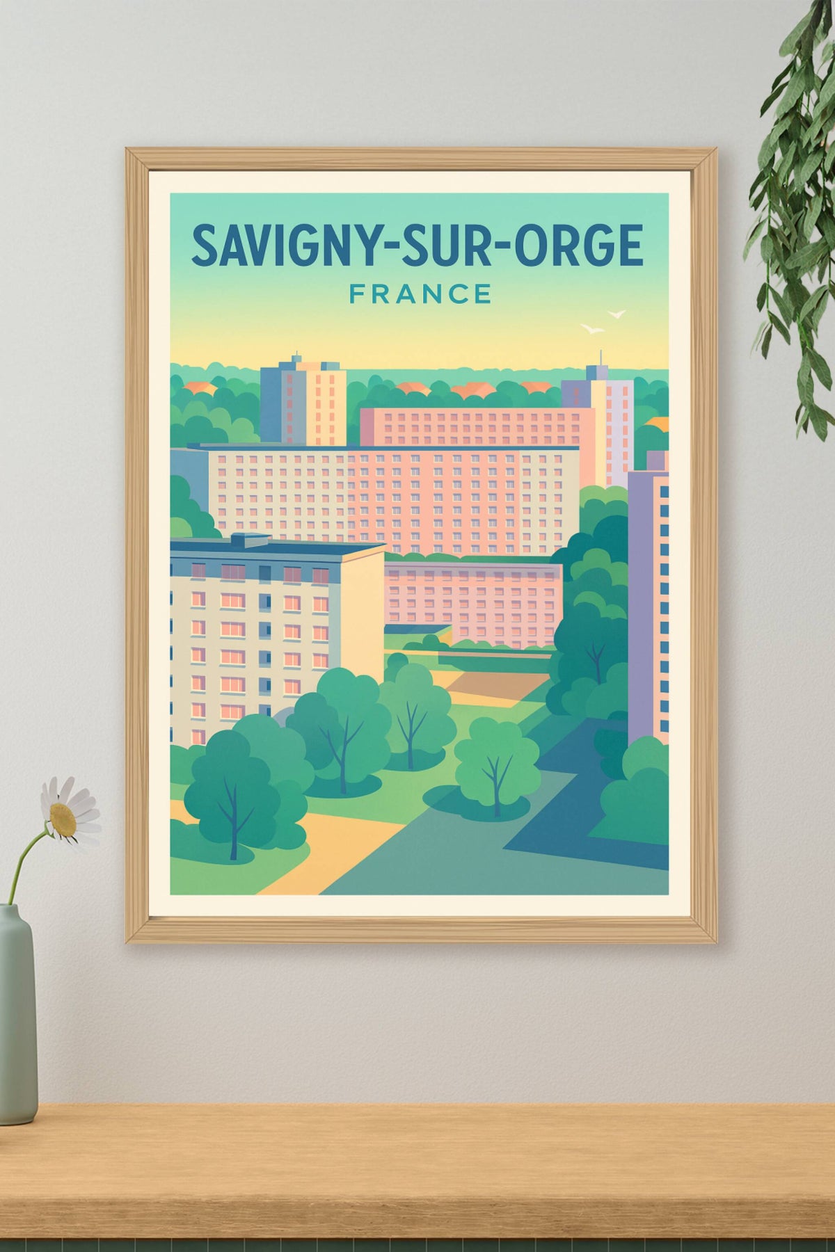 Affiche Savigny-sur-Orge — L'architecture urbaine en douceur · poster d'art de Savigny-sur-Orge
