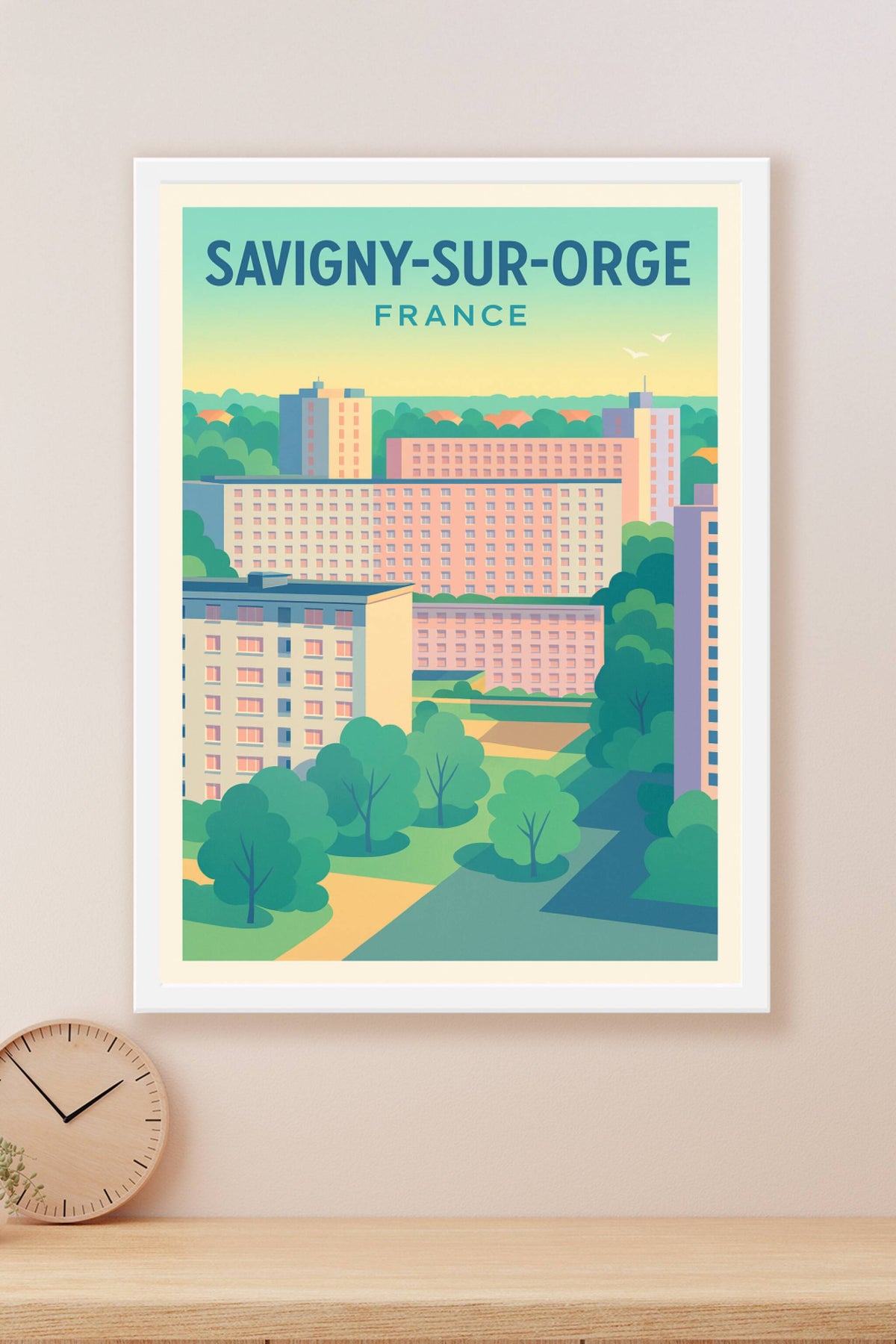 Affiche Savigny-sur-Orge — L'architecture urbaine en douceur · poster d'art de Savigny-sur-Orge