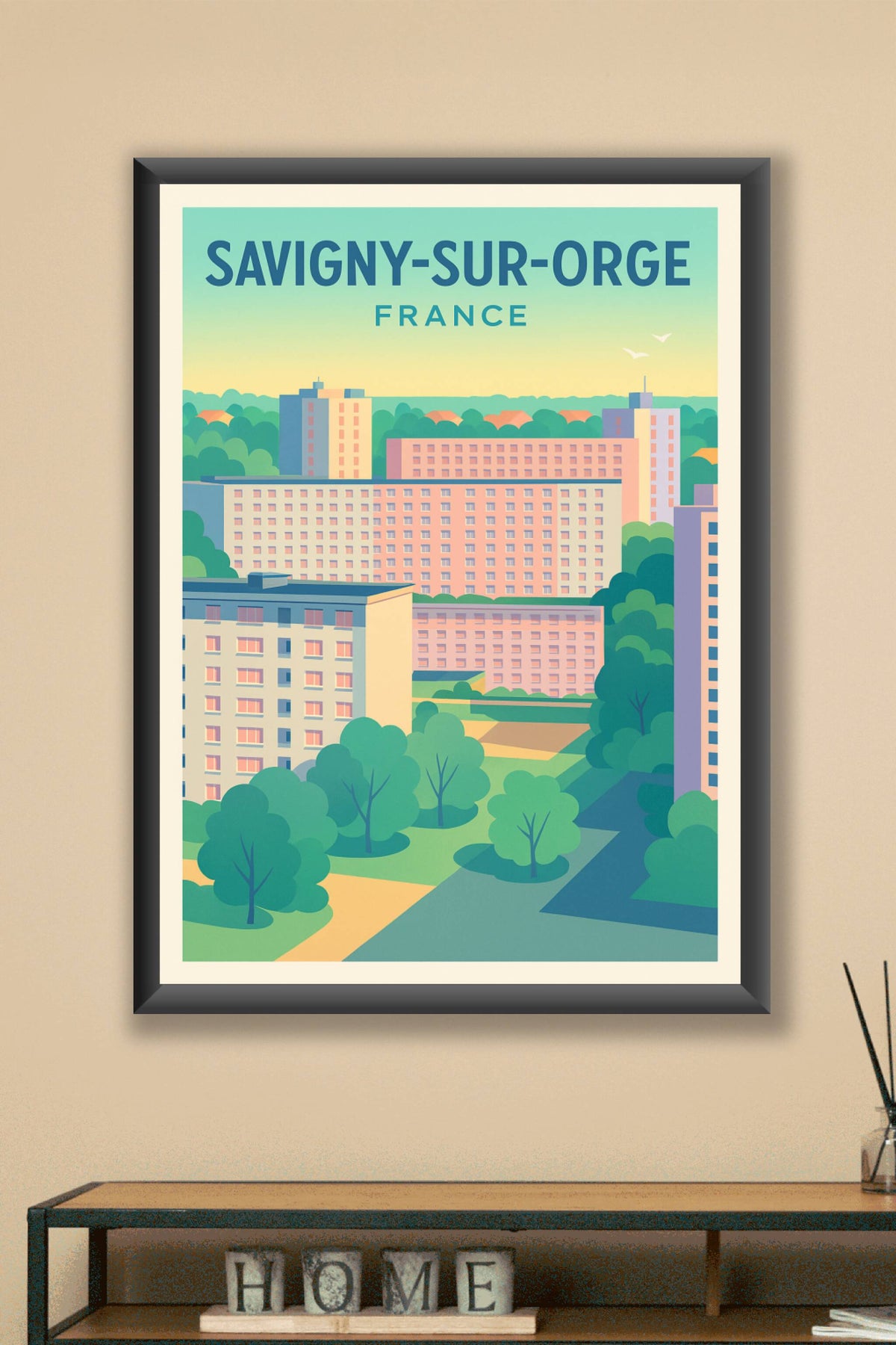 Affiche Savigny-sur-Orge — L'architecture urbaine en douceur · poster d'art de Savigny-sur-Orge